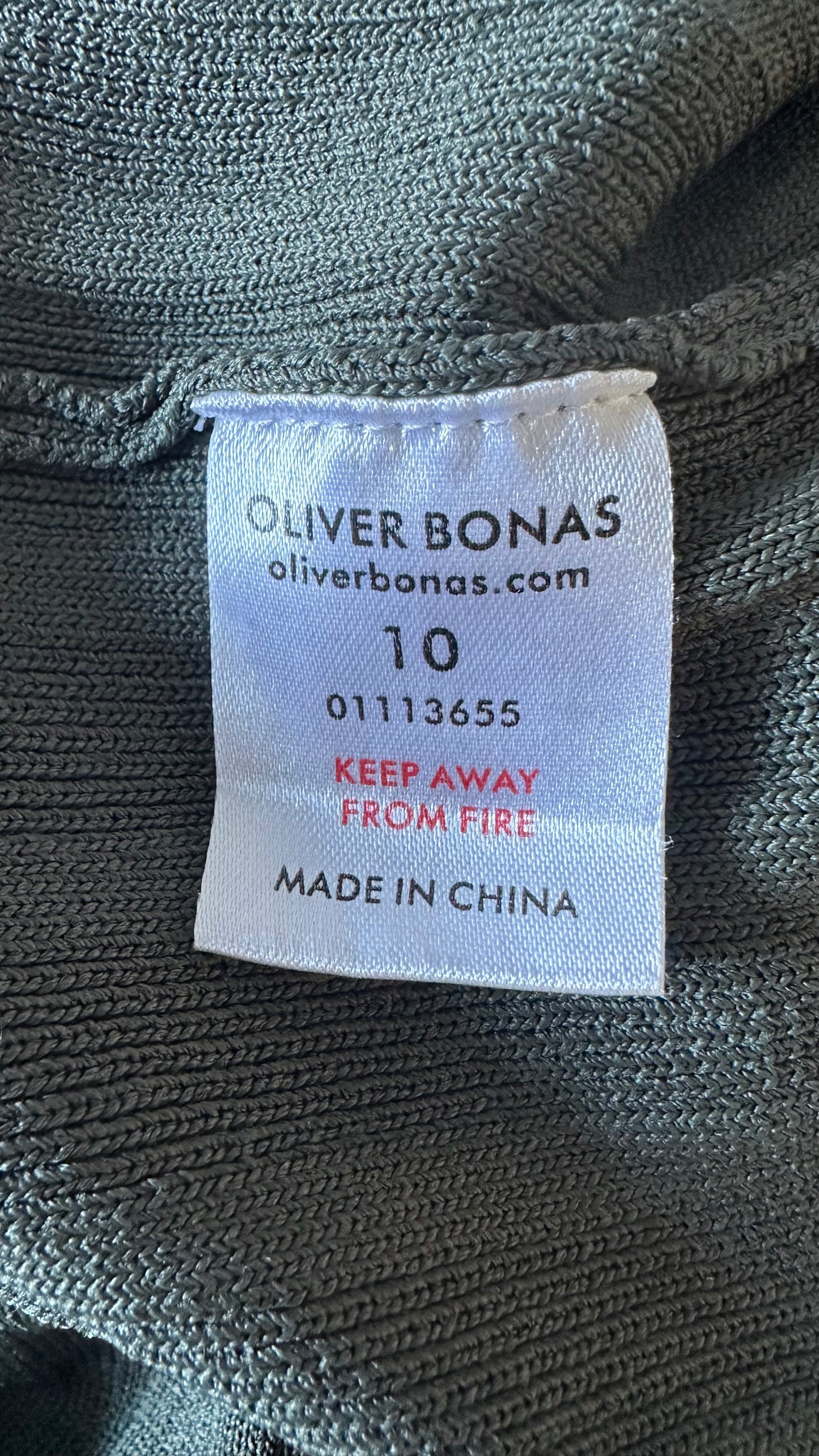 Oliver Bonas Olive khaki green ribbed stretch midi dress small medium UK 10-12 vgc