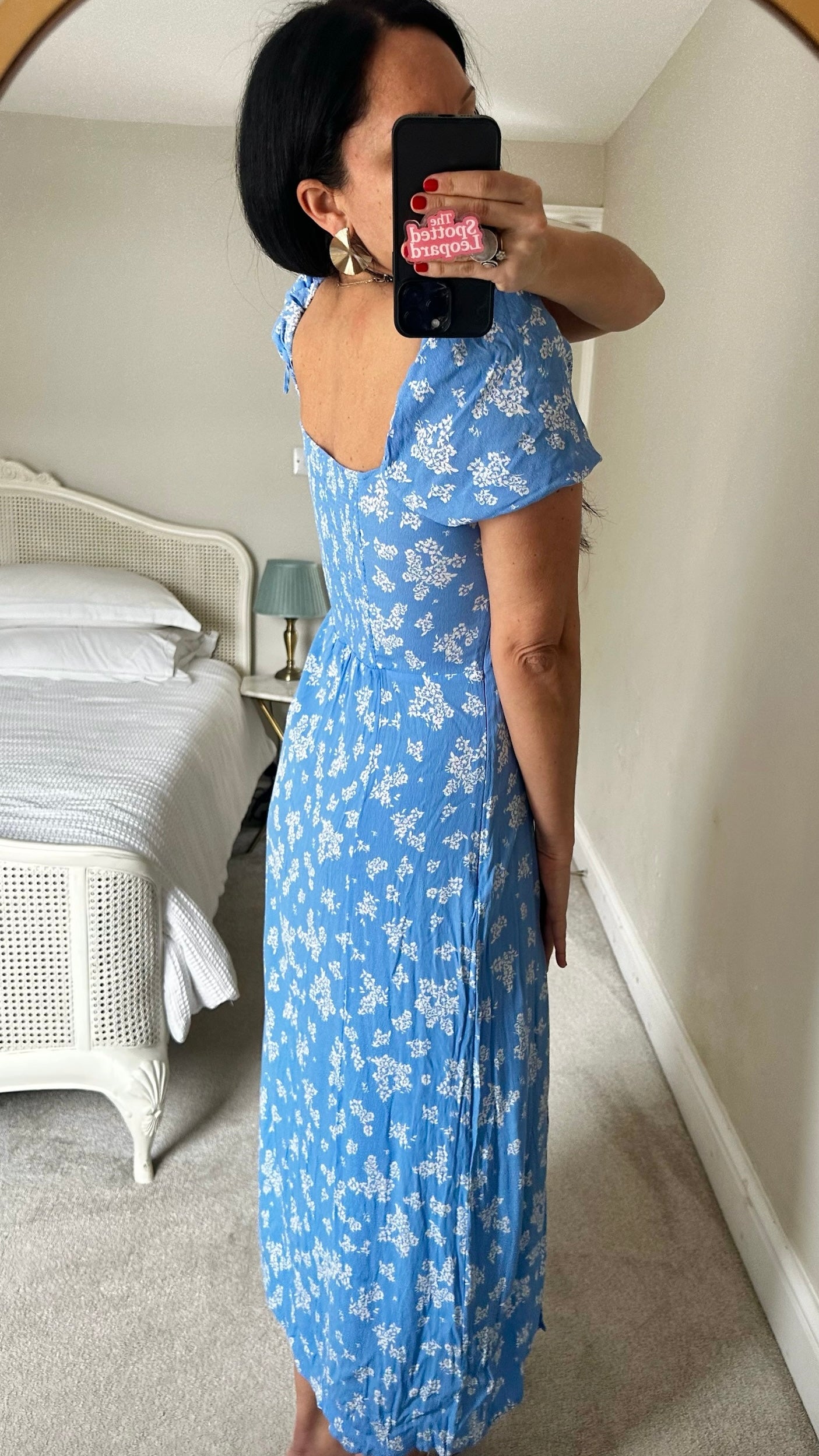 & other stories light blue white floral midi event side split dress medium UK 14 vgc