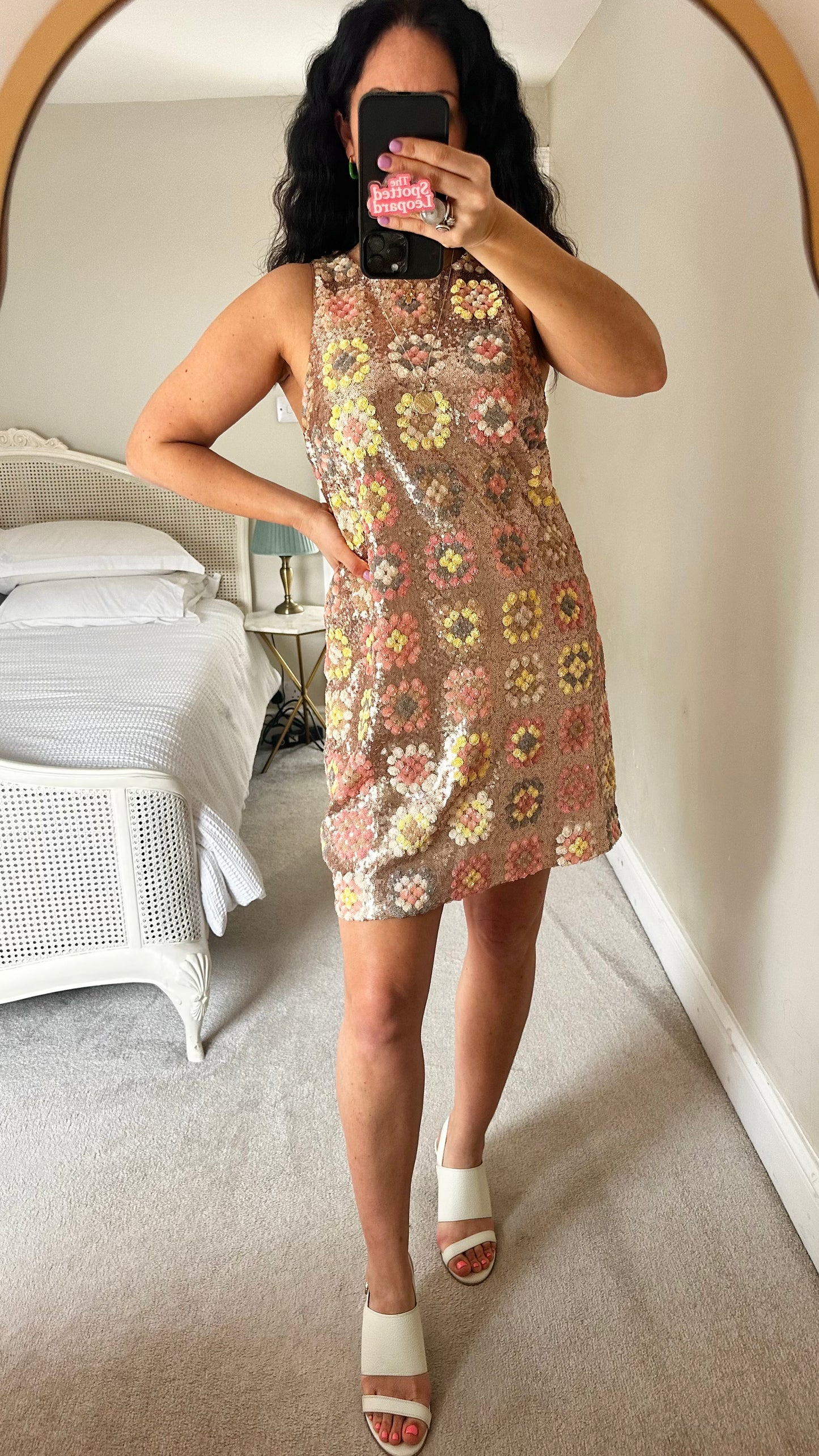 & other stories gold pink sequin event mini dress medium UK 12 new bnwot