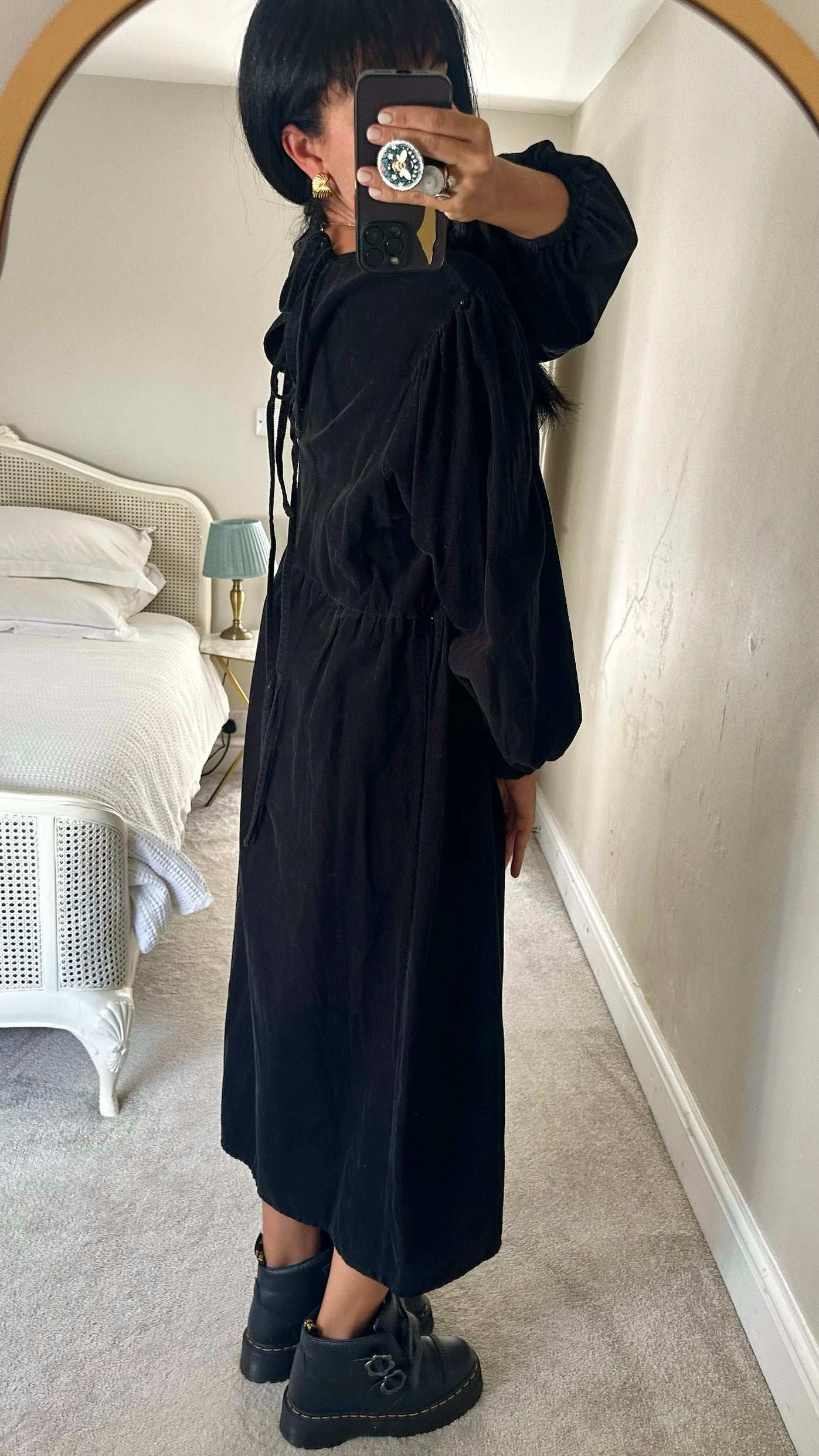 Warehouse black corduroy casual maxi dress extra large XL UK 14