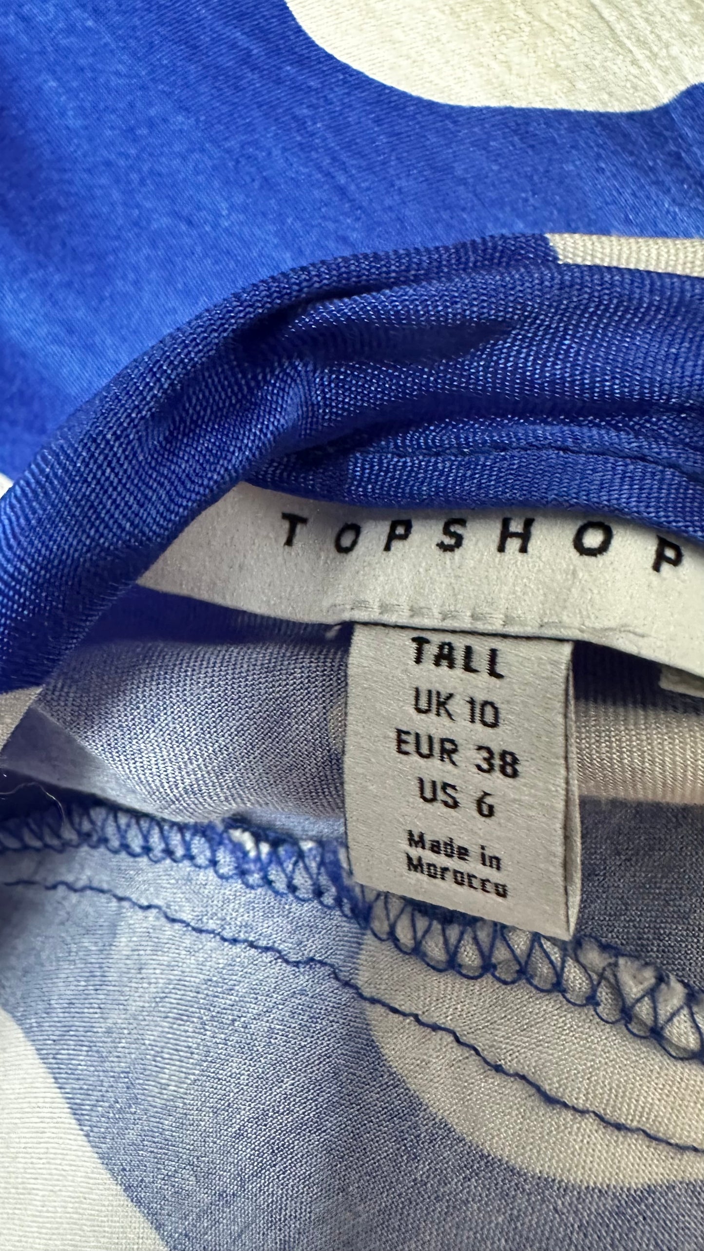 Topshop blue white smidge backless maxi long tall dress small UK 10 holiday vgc