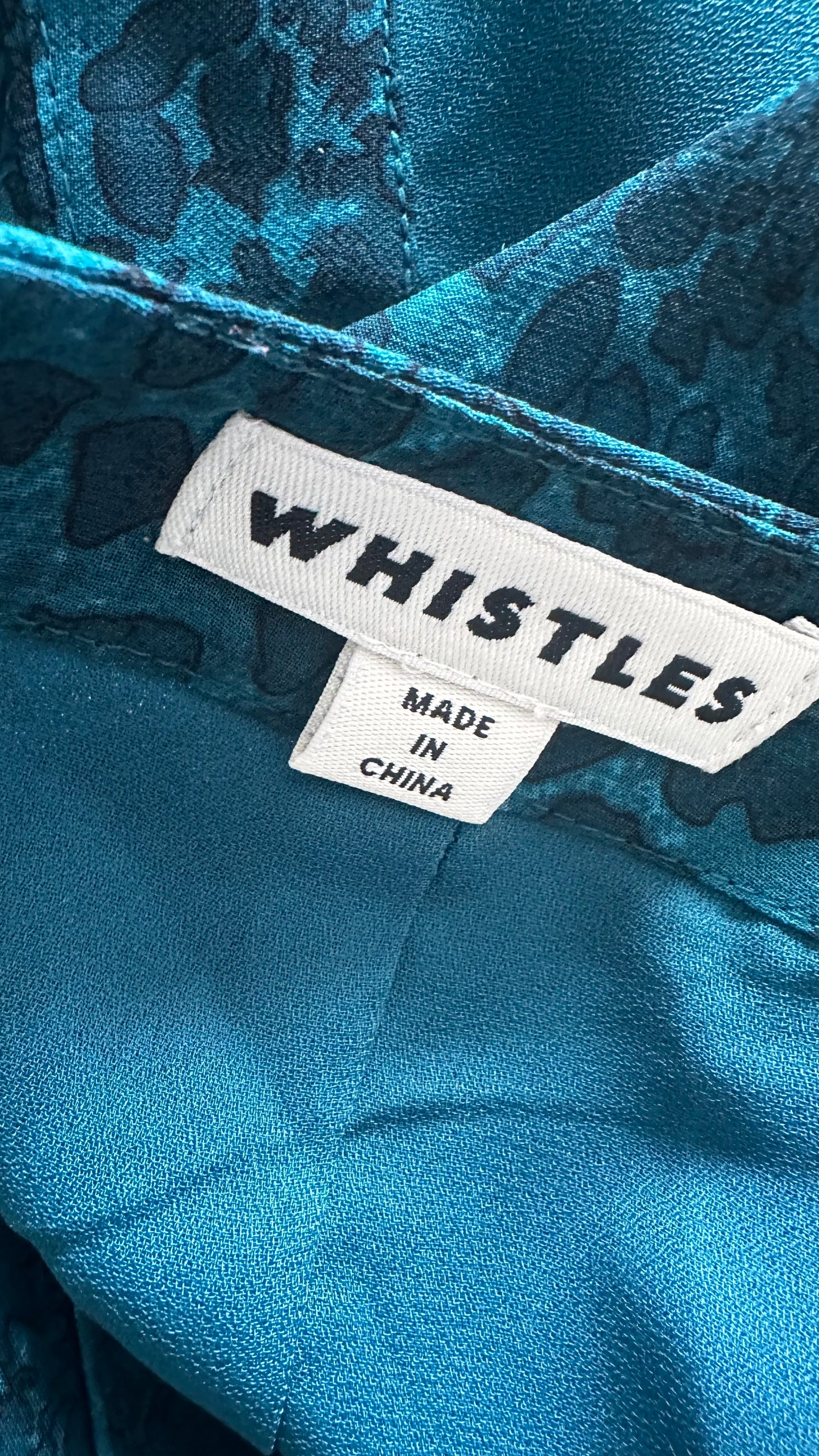 Whistle’s turquoise black animal print midi long skirt Medium UK 10 vgc event