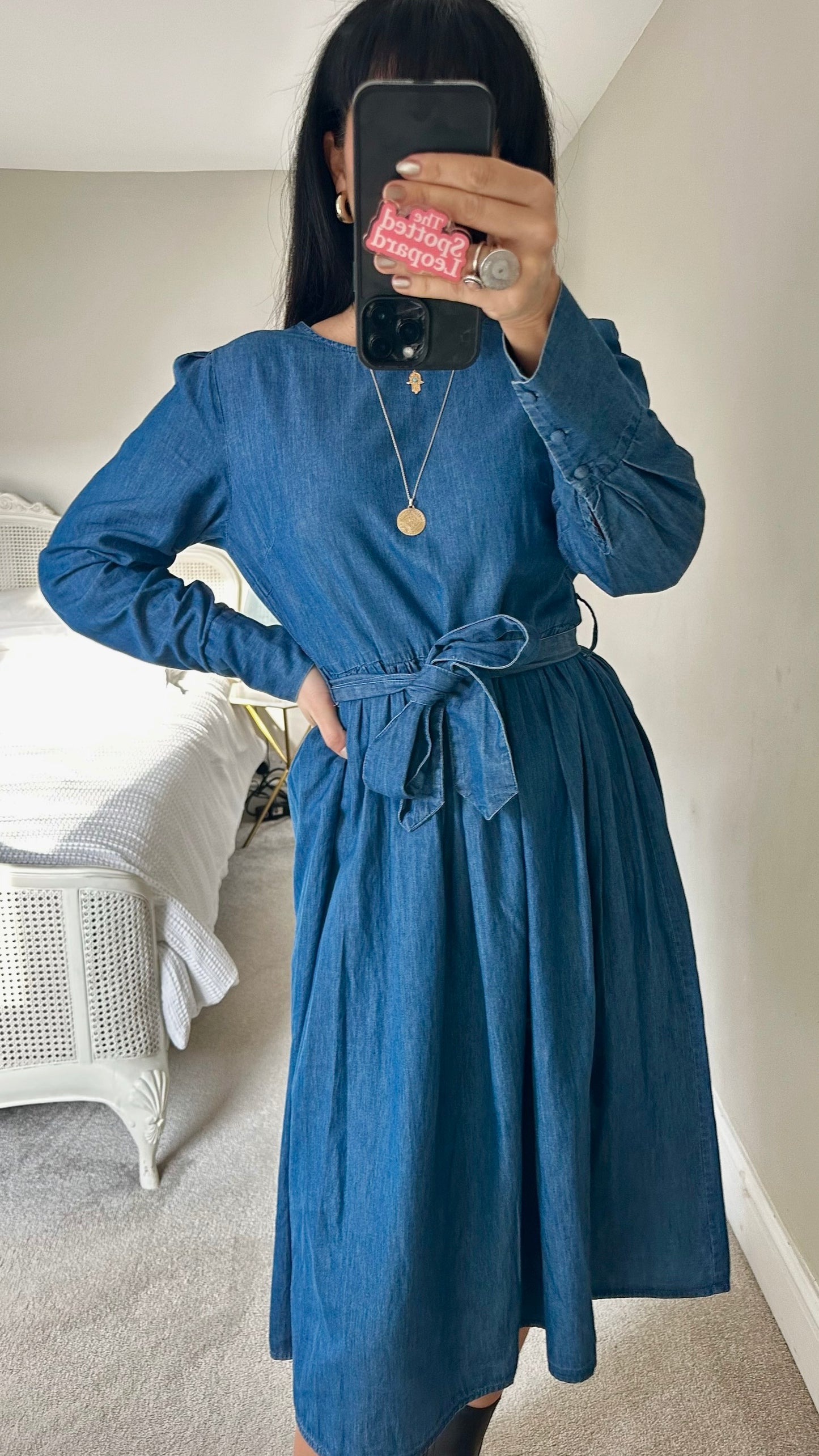 Selected femme @ anthropologie navy lyocell midi casual dress medium UK 10 vgc