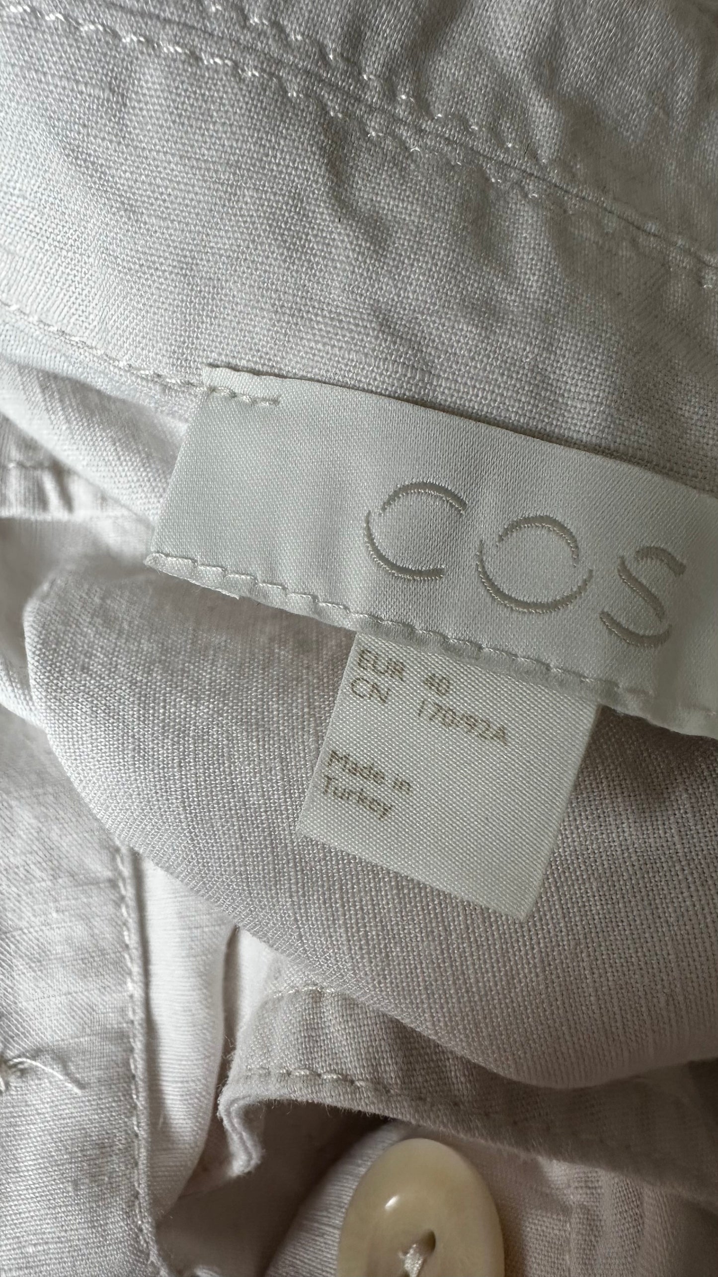 COS cream stone linen cotton blend jumpsuit playsuit trousersuit medium UK 12 vgc