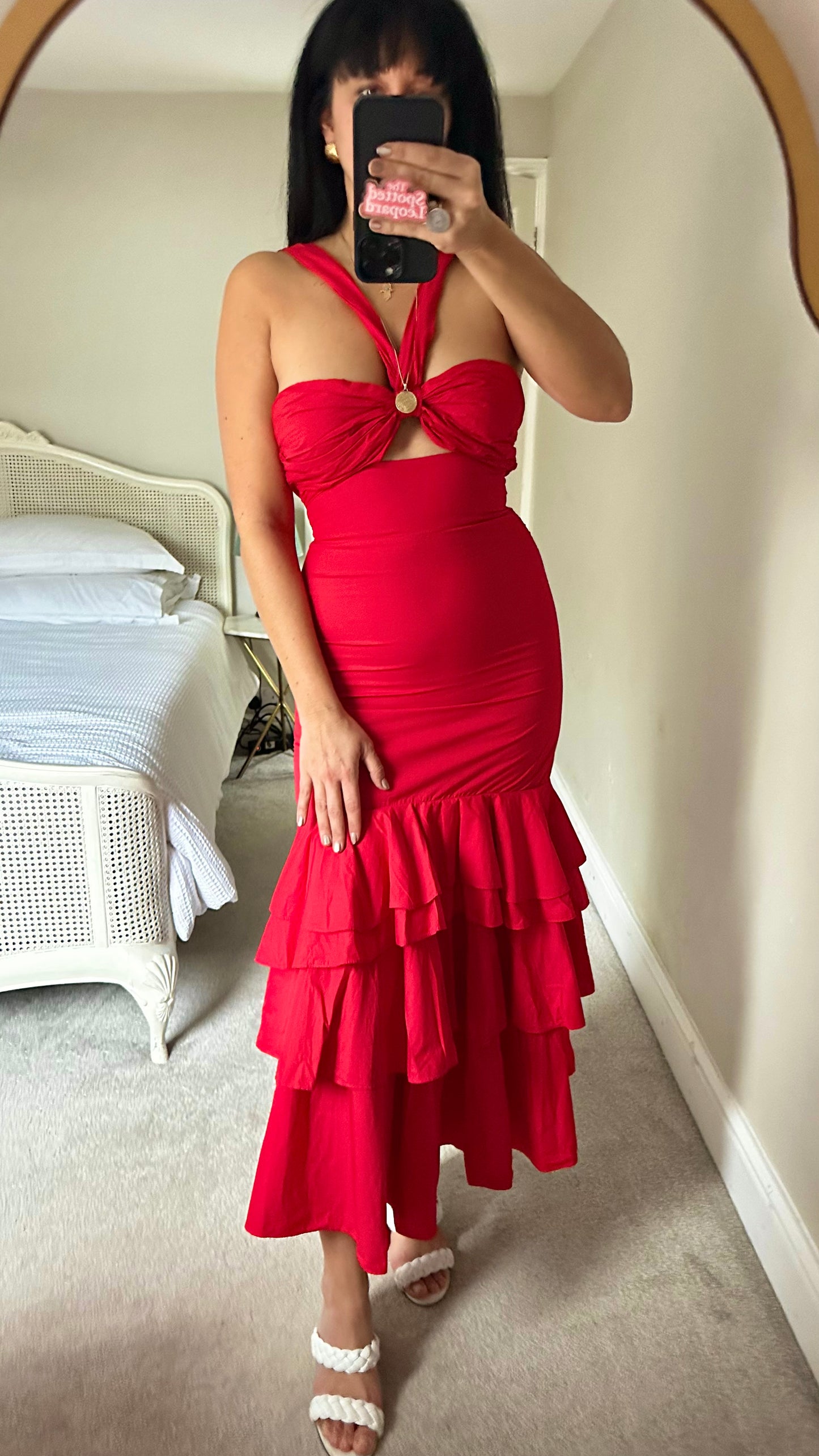 Never Fully Dressed red cotton maxi event dress small UK 8 vgc