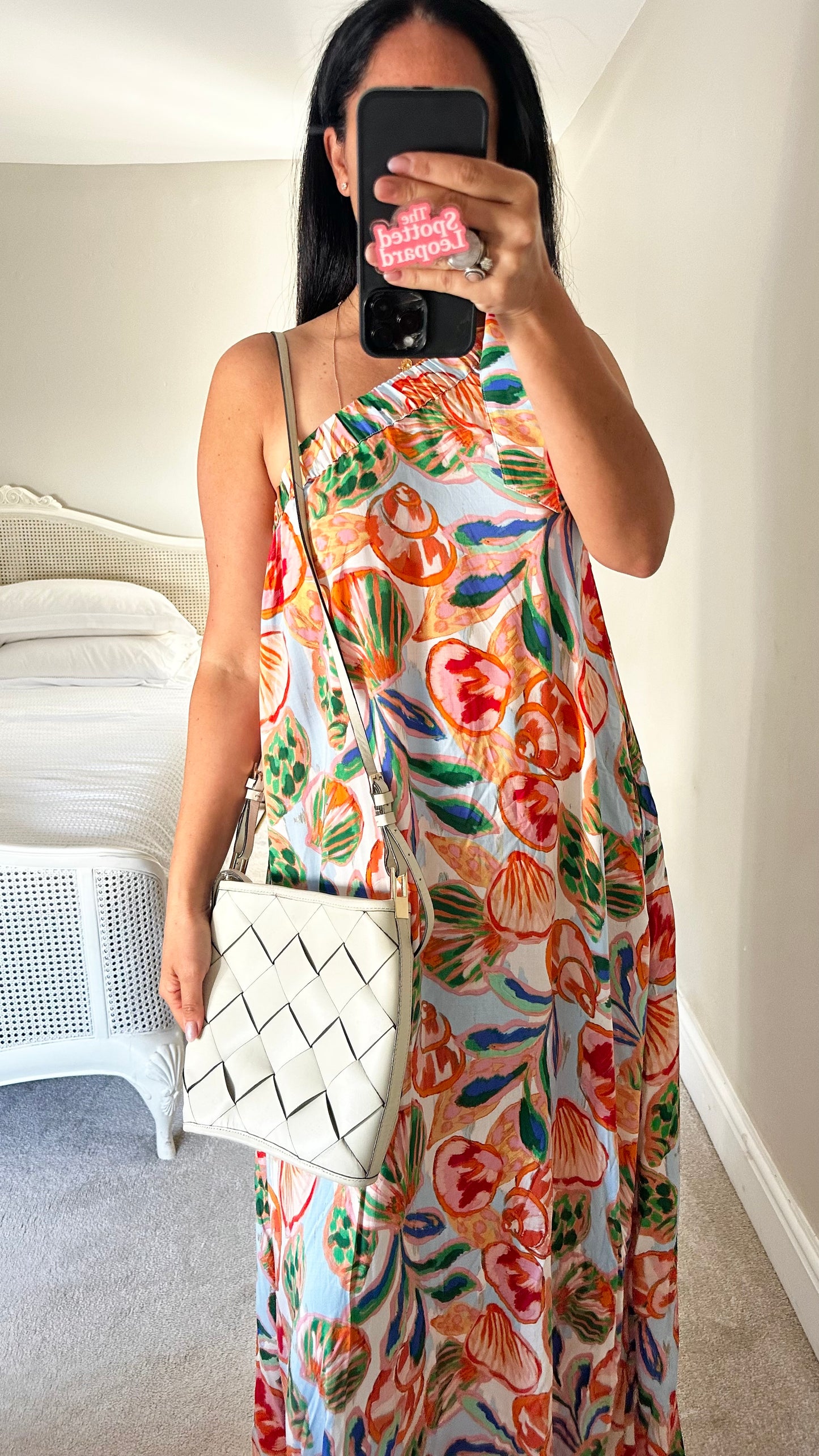 Haven orange shell print one shoulder maxi long beach holiday dress Freesize UK 10 12 14