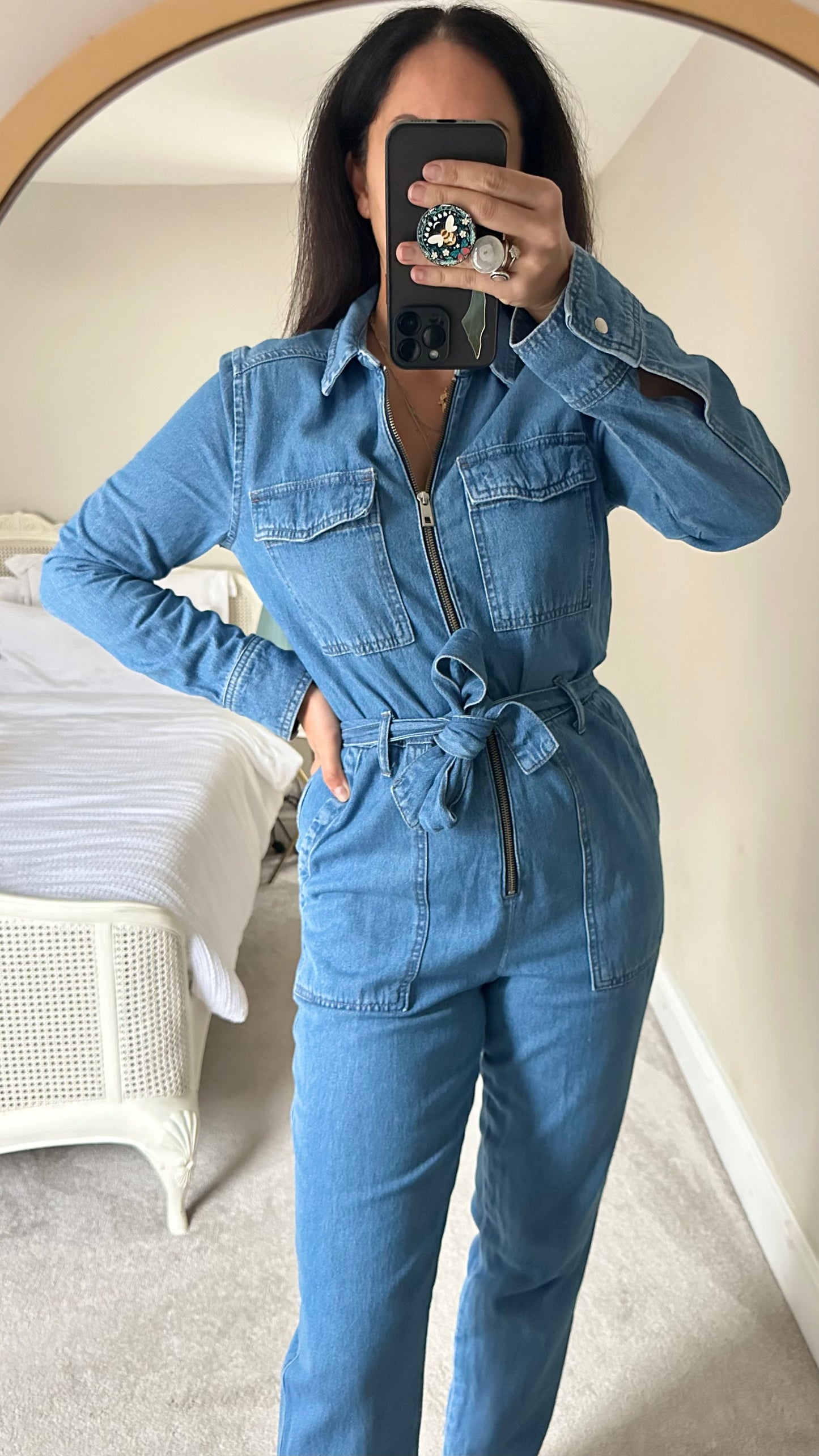 Topshop denim blue jeans boiler suit medium UK 10 jumpsuit vgc