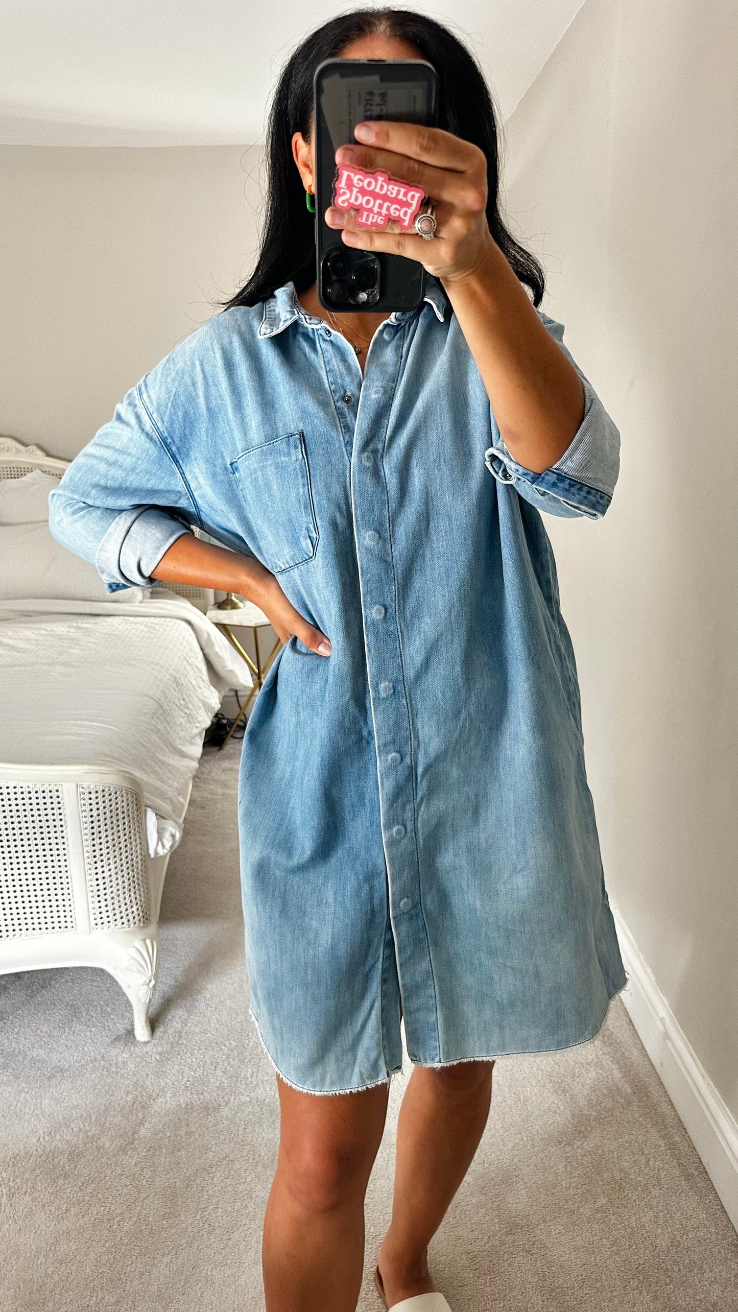 Selected Femme @ Anthropologie light blue denim jeans shirt dress small medium UK 8-10-12 vgc