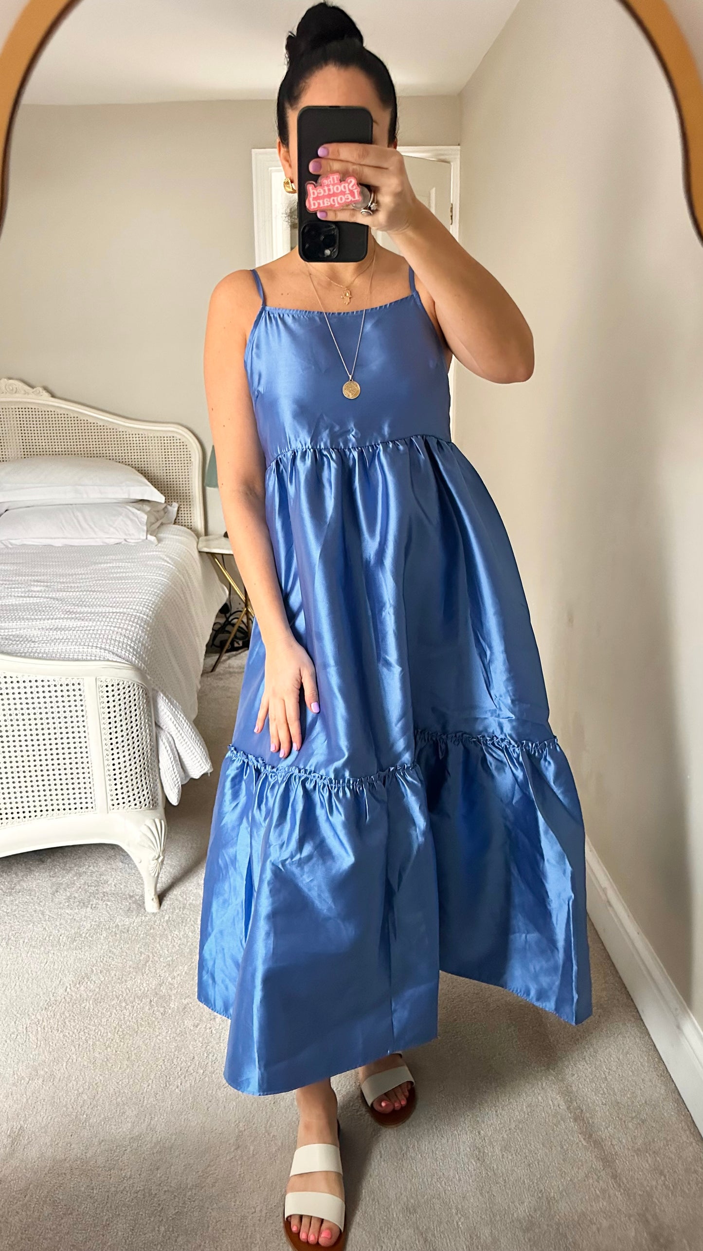 YAS royal blue taffeta satin style tiered maxi dress medium UK 10-12 vgc event