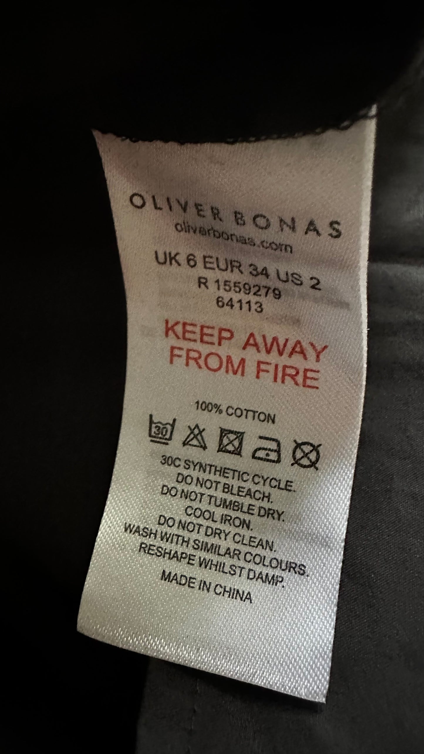Oliver Bonas black cotton long holiday midi extra small UK 6 8 new bnwt