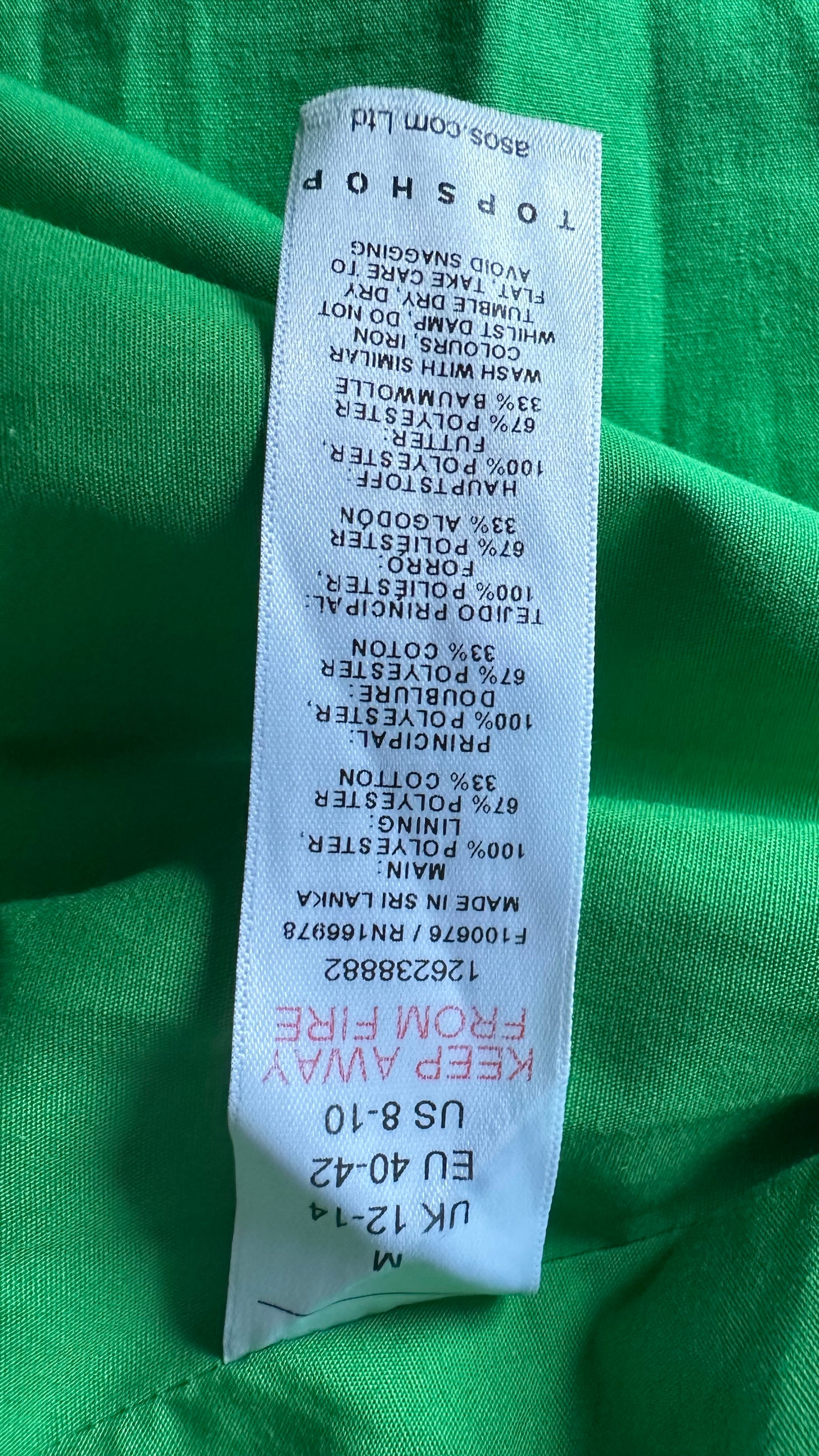 Topshop bright green embroidered mini slip holiday event dress medium UK 14 vgc