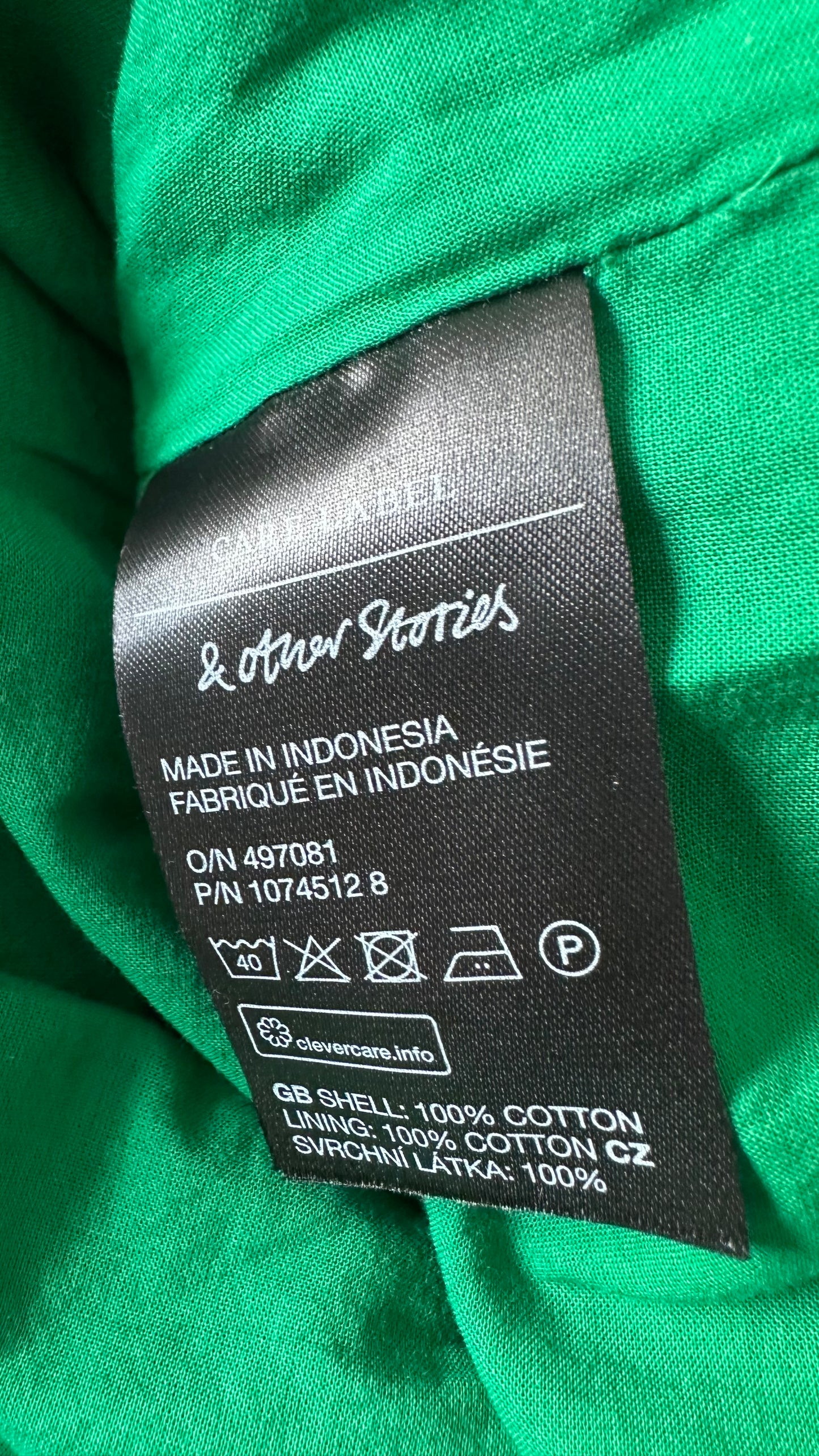 & other stories green white floral shirred bust dress small UK 10 mini holiday vgc