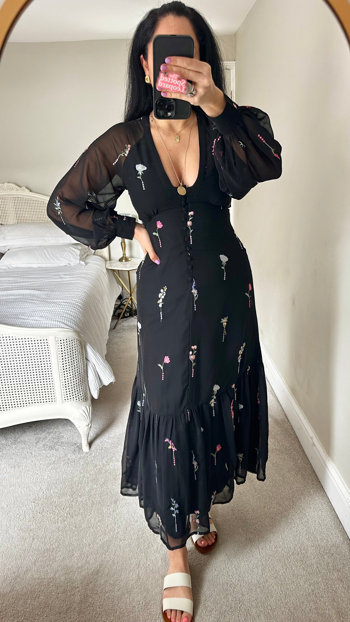 ASOS black tiered maxi floral event dress small UK 8 vgc