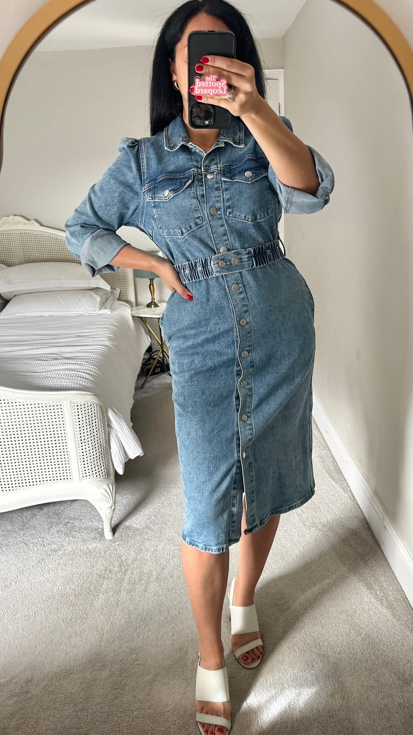 Selected Femme @ Anthropologie light blue denim jeans dress small UK 10 vgc button up