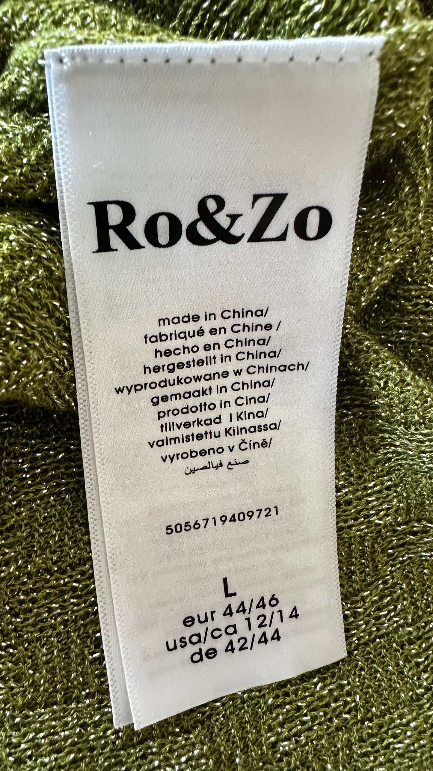 Ro & Zo khaki green shimmer maxi long tall sheer event beach holiday boho dress large UK 14 vgc