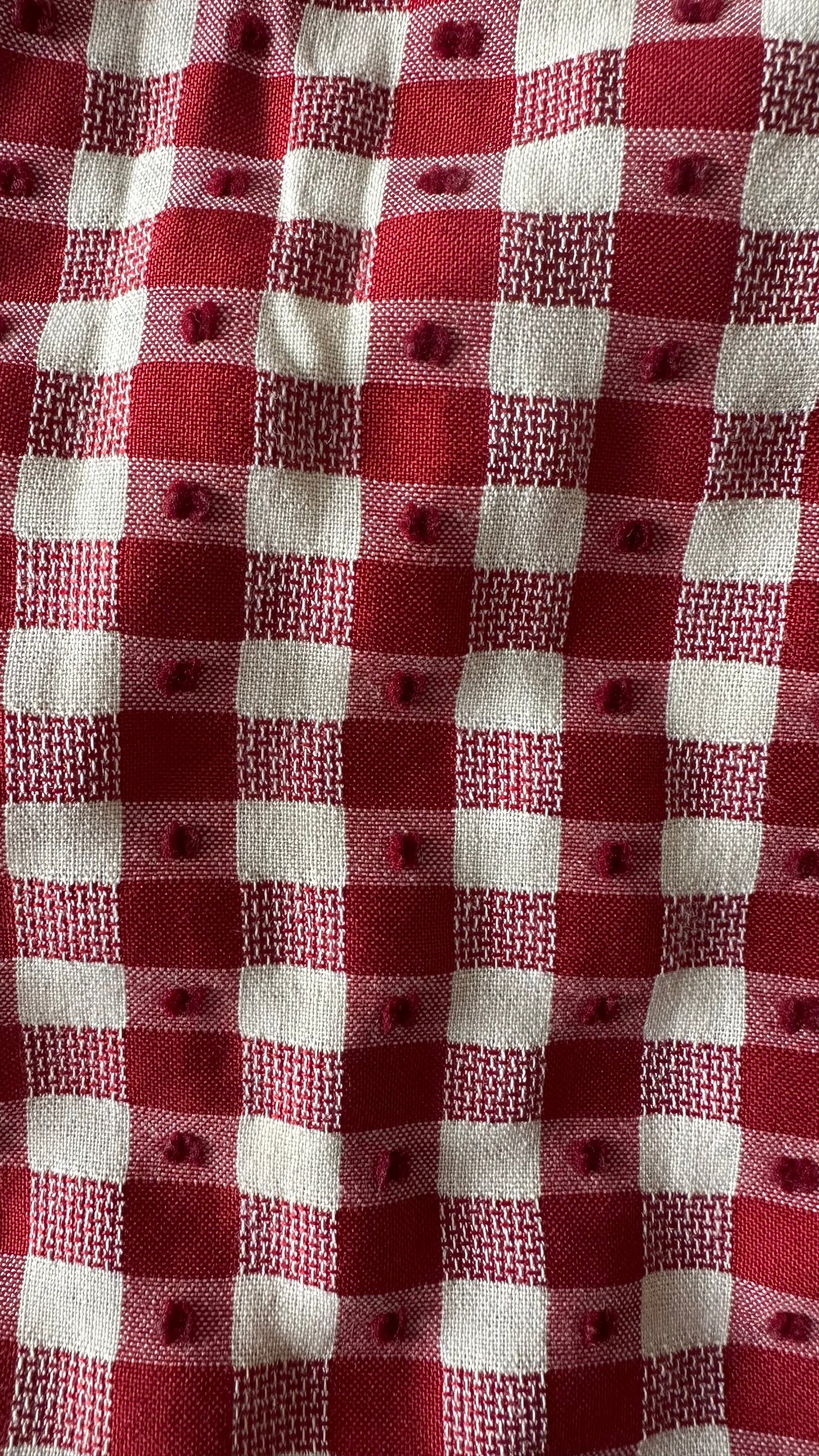 Sister Jane red cream gingham check button up shirt dress petite mini medium UK 12