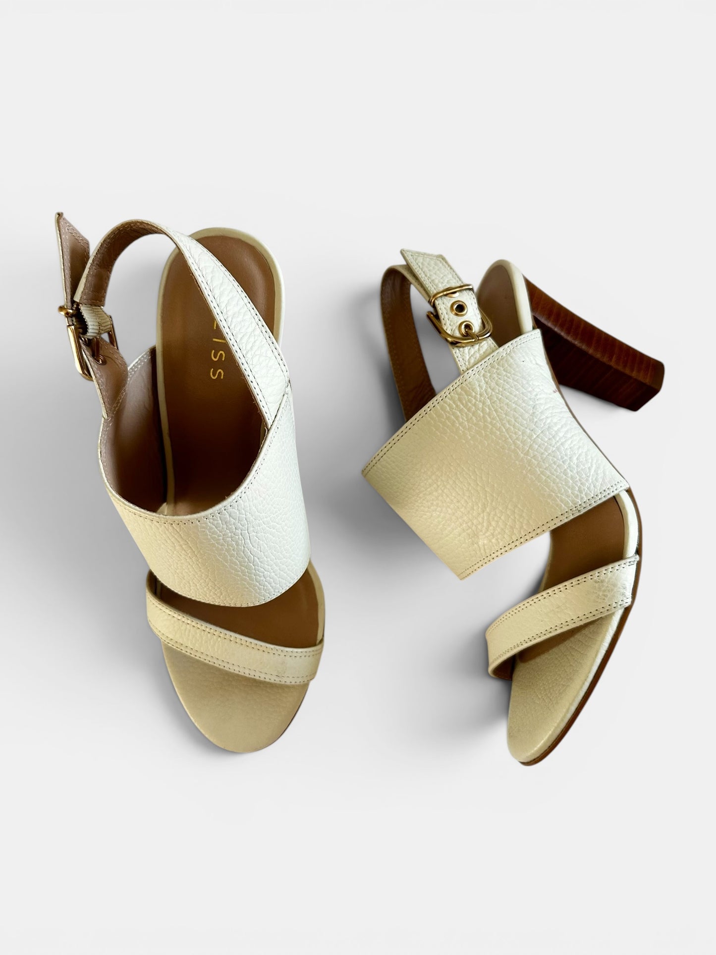 Reiss cream leather sandals shoes heels slingbacks holiday UK 6 EU 39 vgc