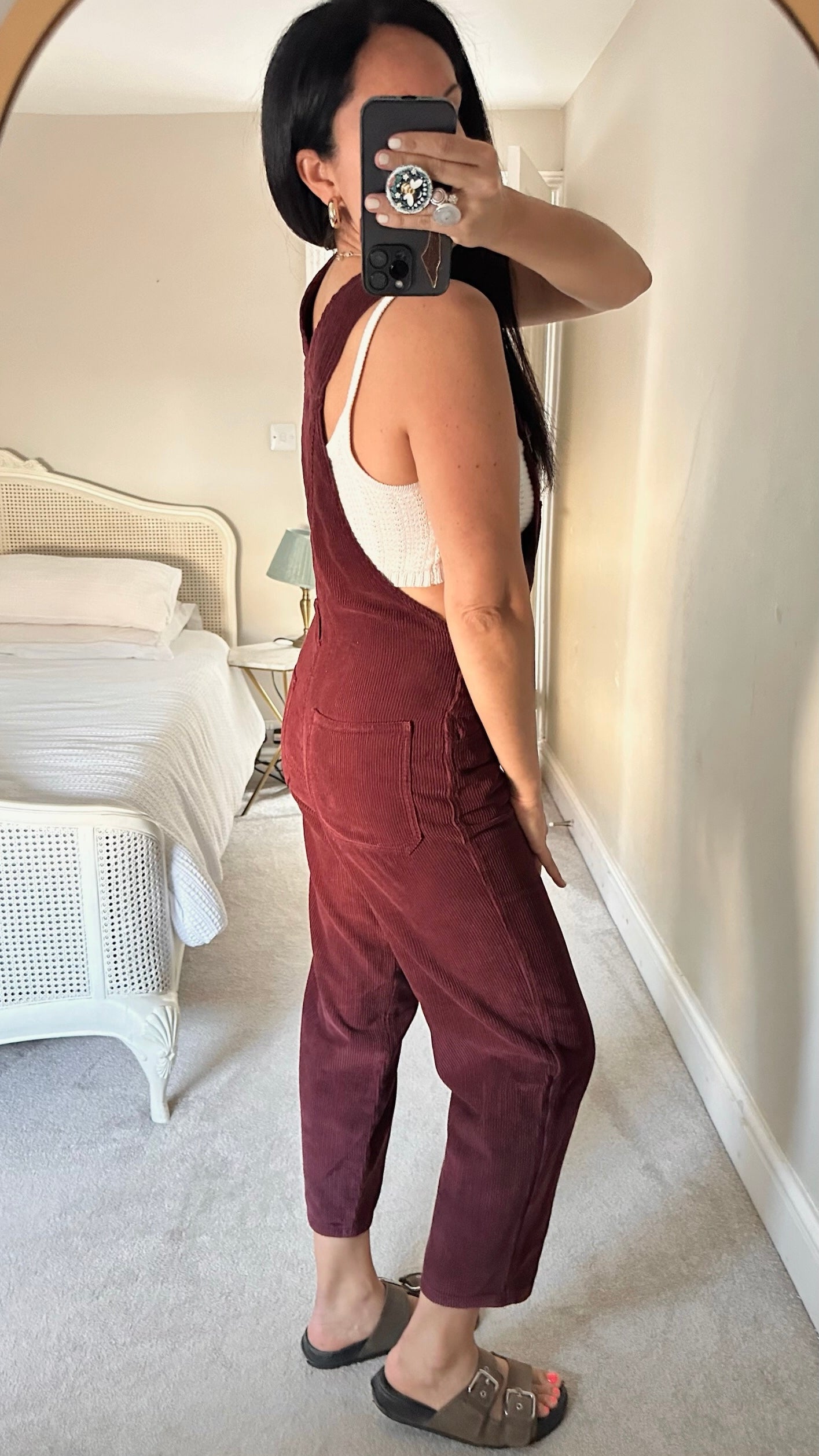 HUSH oxblood red burgundy velvet corduroy dungarees small UK 8 vgc