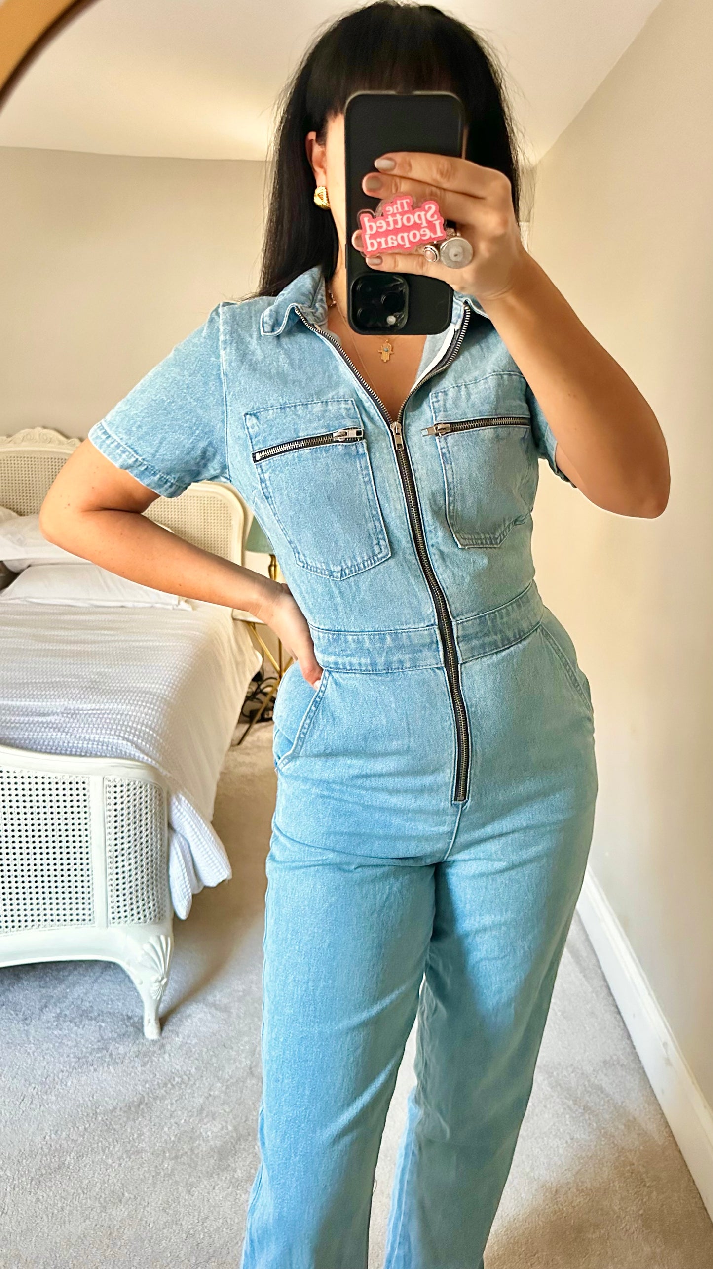 Topshop light blue denim jeans boiler suit jumpsuit small medium UK 6 8 12