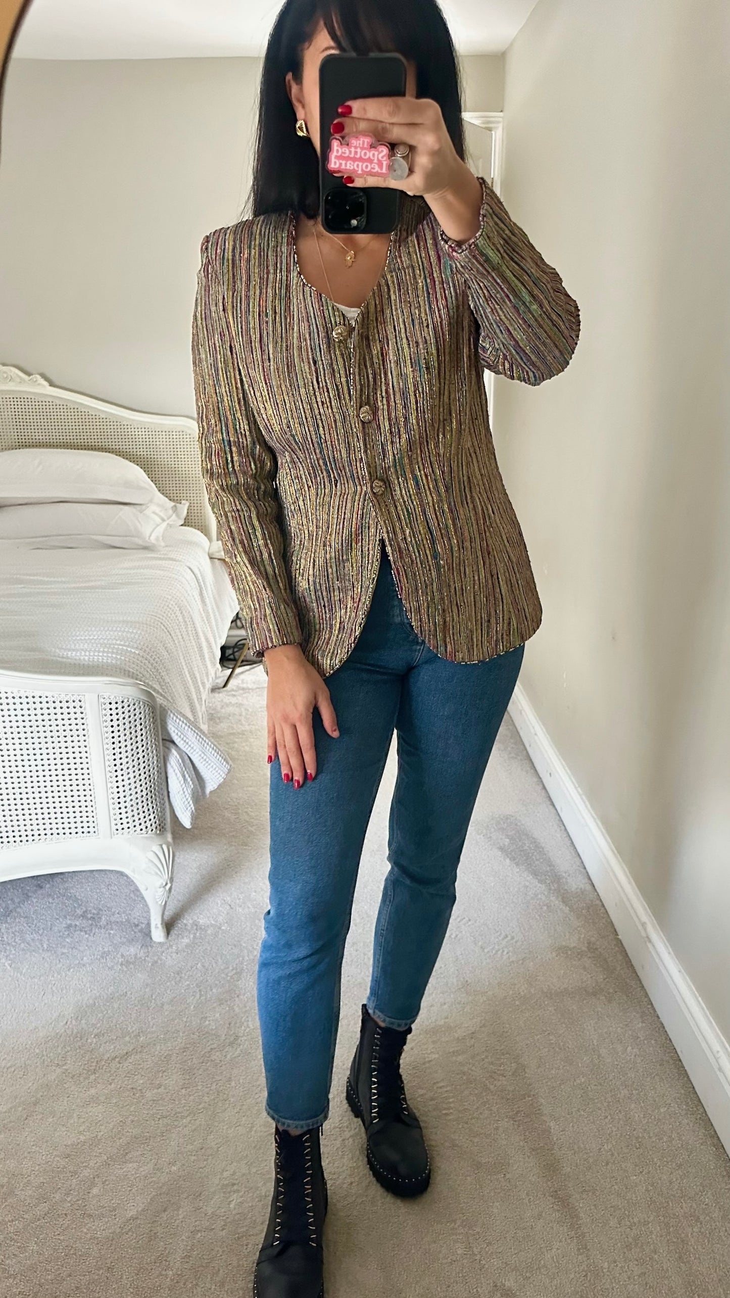 Gina bacconi vintage gold pure silk blazer jacket extra large UK 12-14 vgc XMS25