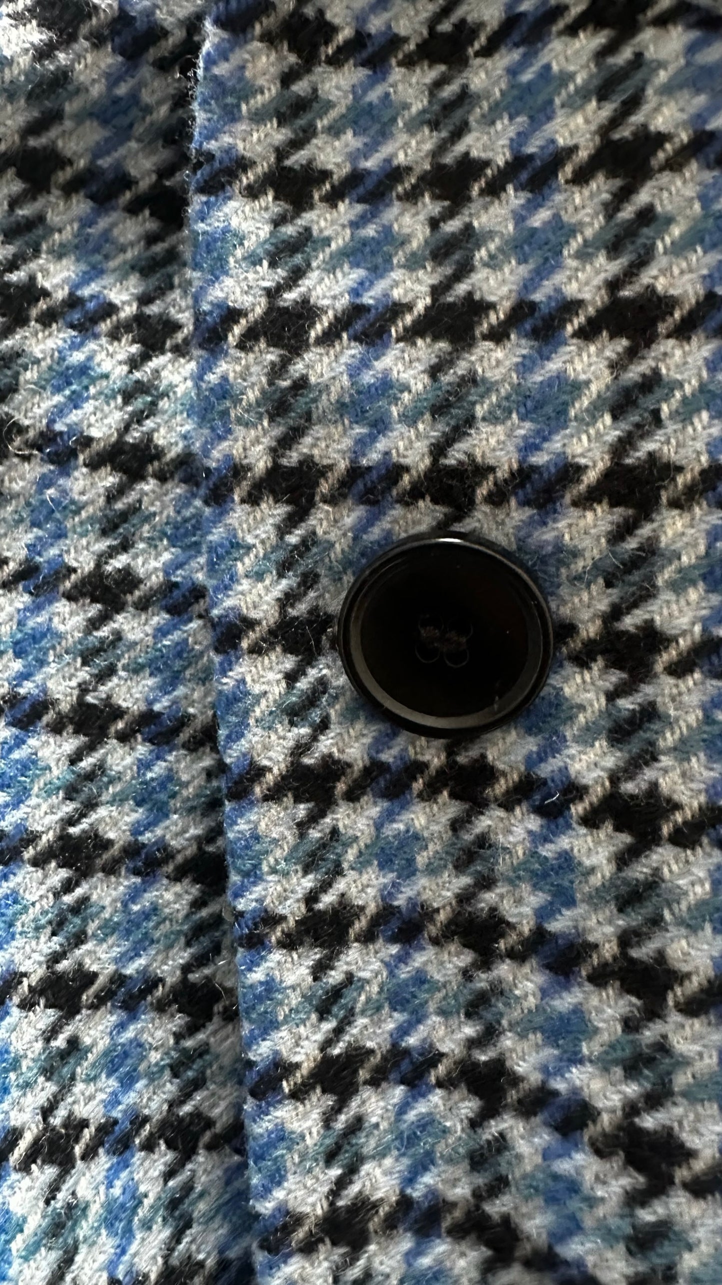 & Other stories light blue gingham check wool blend trench mac style longline coat small S UK 8 excellent used condition