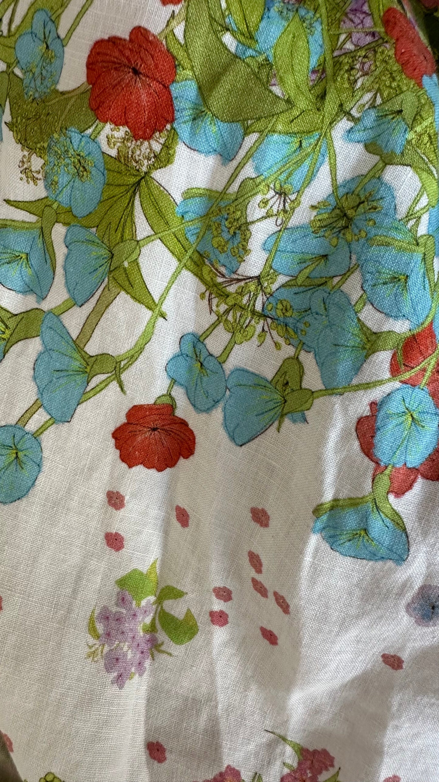 & other stories white orange green garden print wrap linen dress medium UK 12 vgc