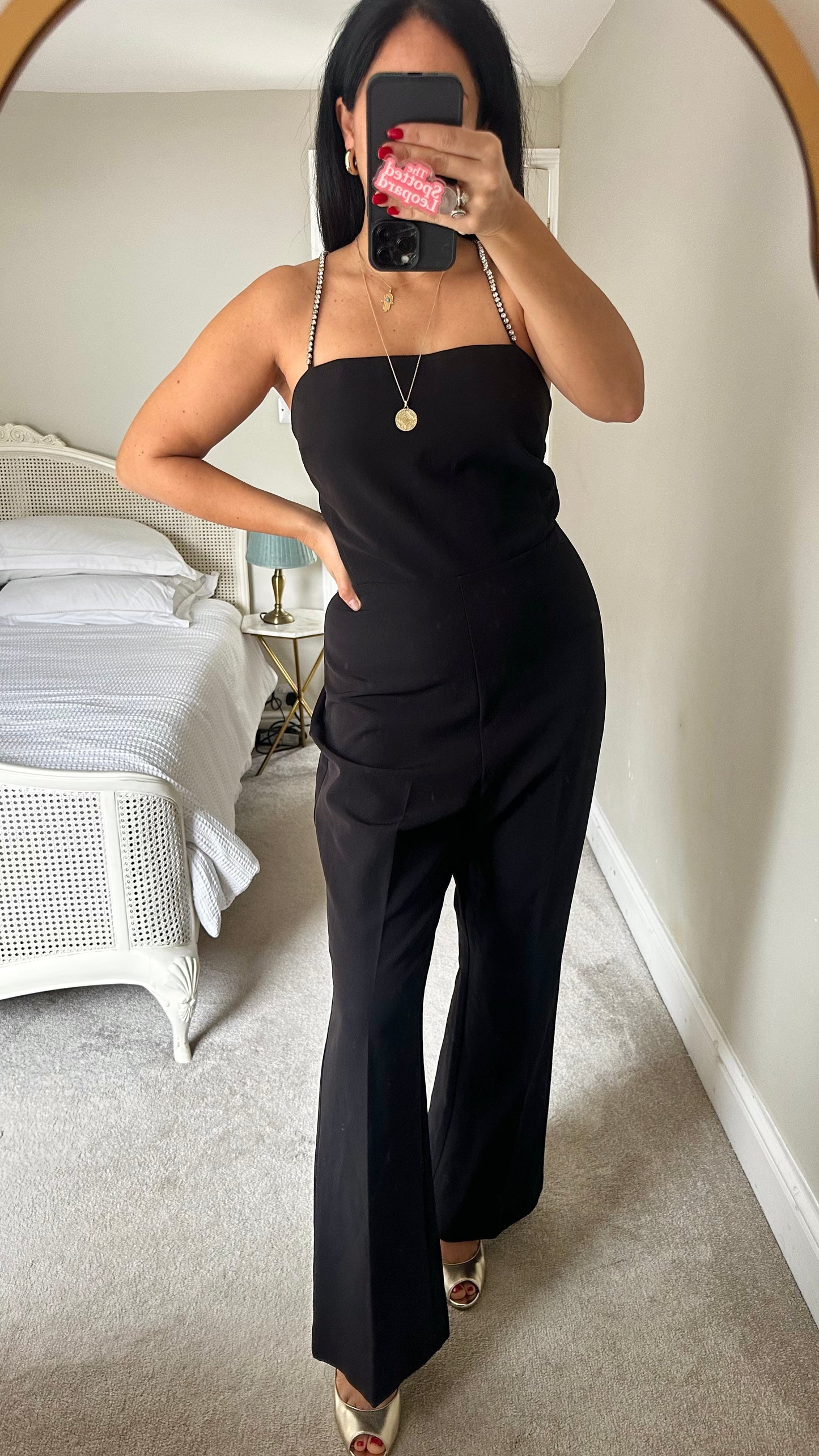 Warehouse black diamanté event jumpsuit playsuit extra large UK 14 new bnwt XMS25