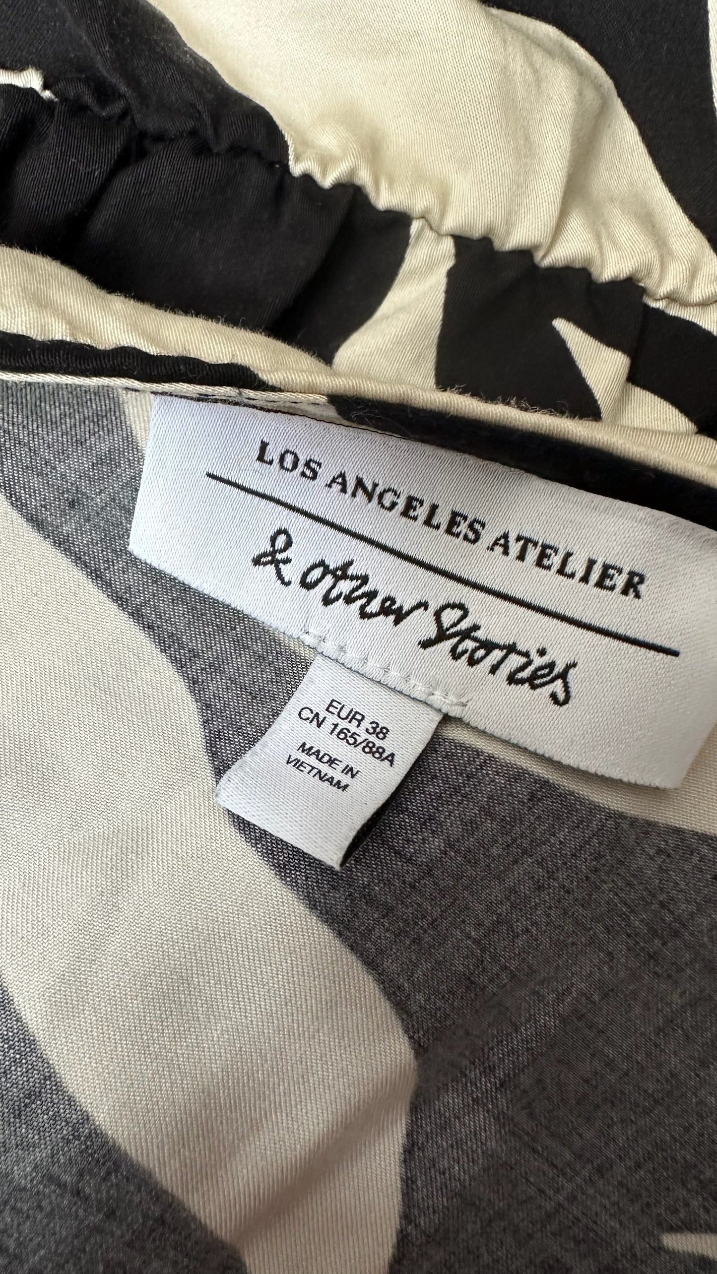 & other stories black cream floral wrap midi event dress small UK 10 vgc