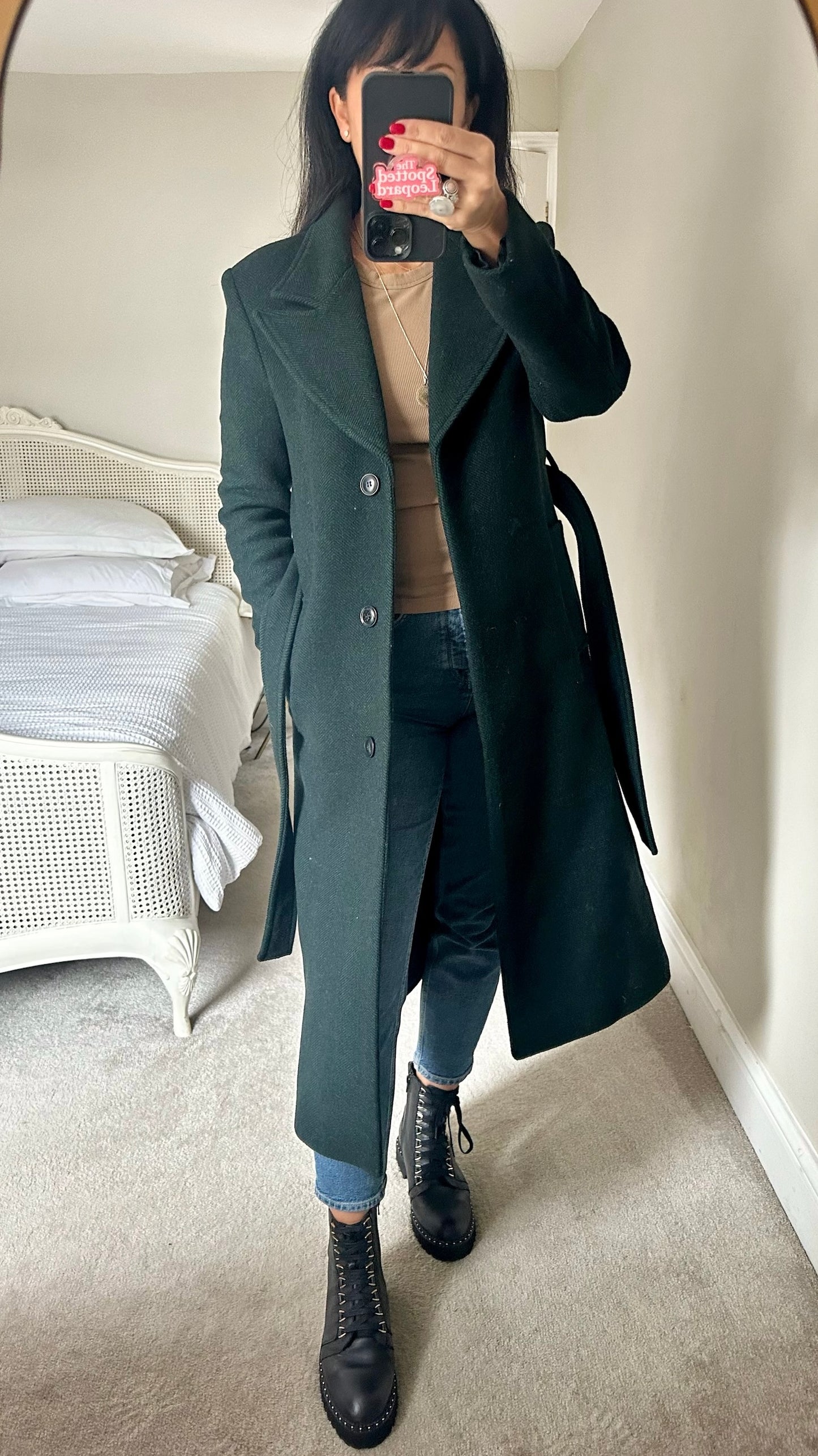 & other stories dark forest green wool blend coat small UK 8 vgc