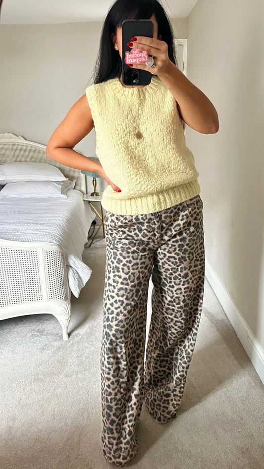 & other stories lemon yellow alpaca blend knitted tabard large UK 12-14 vgc