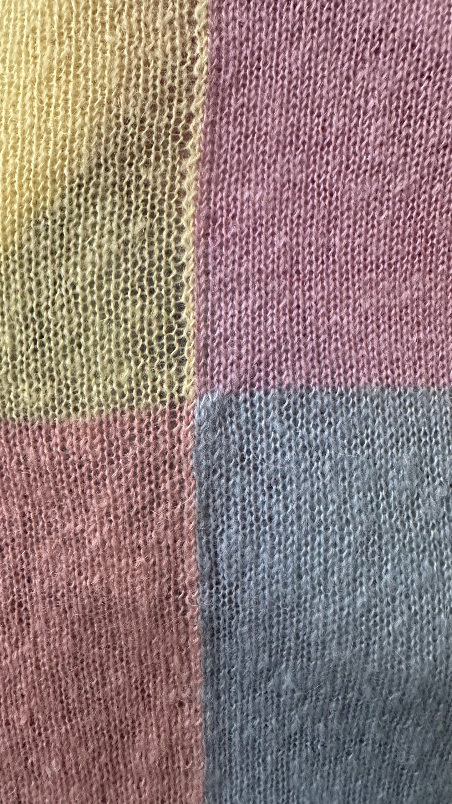 HUSH pink yellow block colour pastels alpaca wool blend knitted jumper small medium UK 8 10 12 vgc