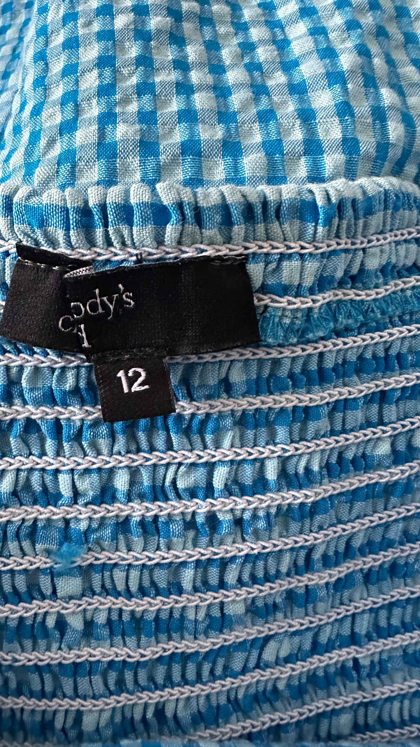 Nobody’s Child turquoise blue gingham check midi side split dress medium UK 12-14 vgc holiday