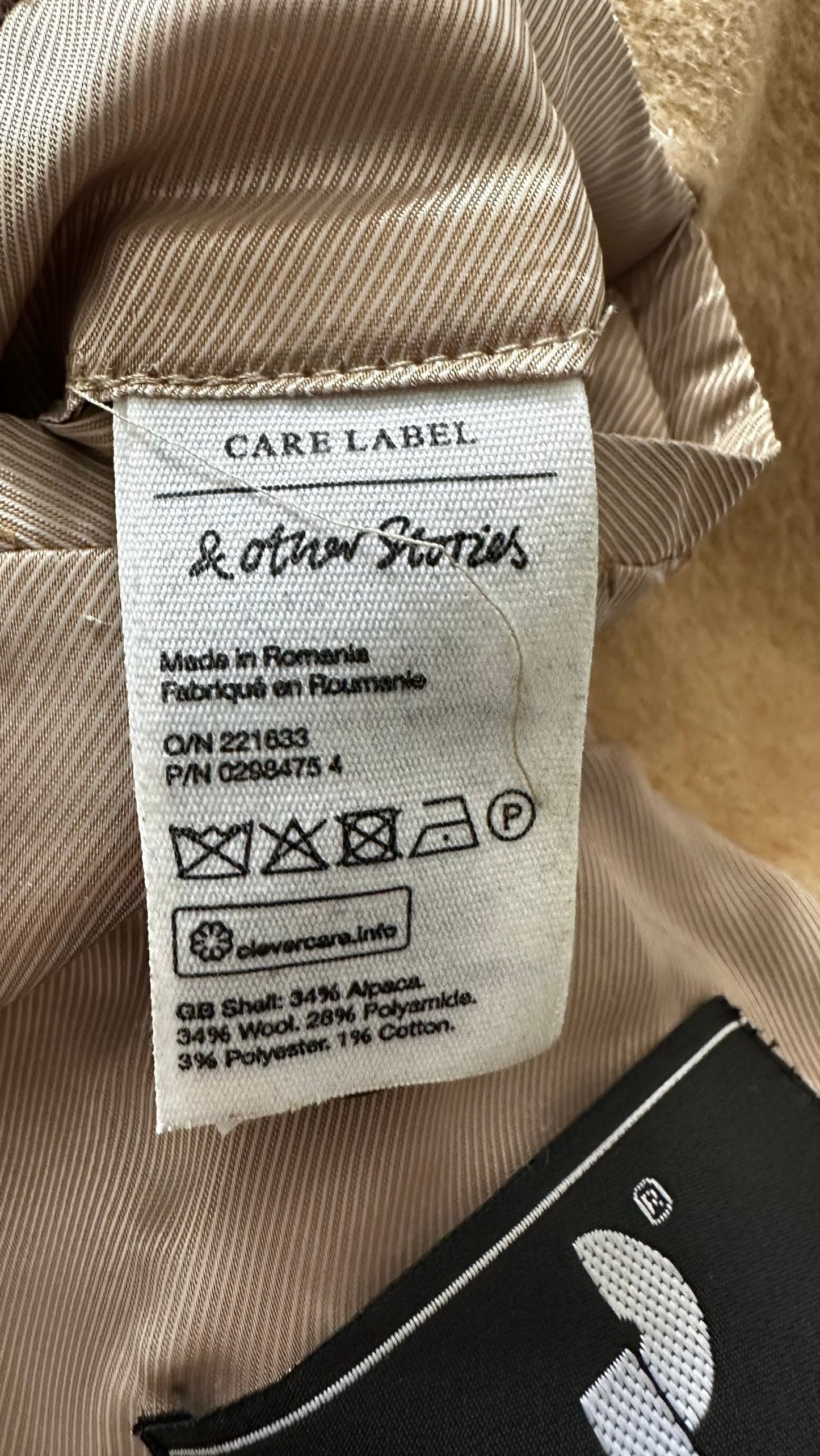 & Other stories beige camel cream wool blend alpaca long coat extra large XL UK 14
