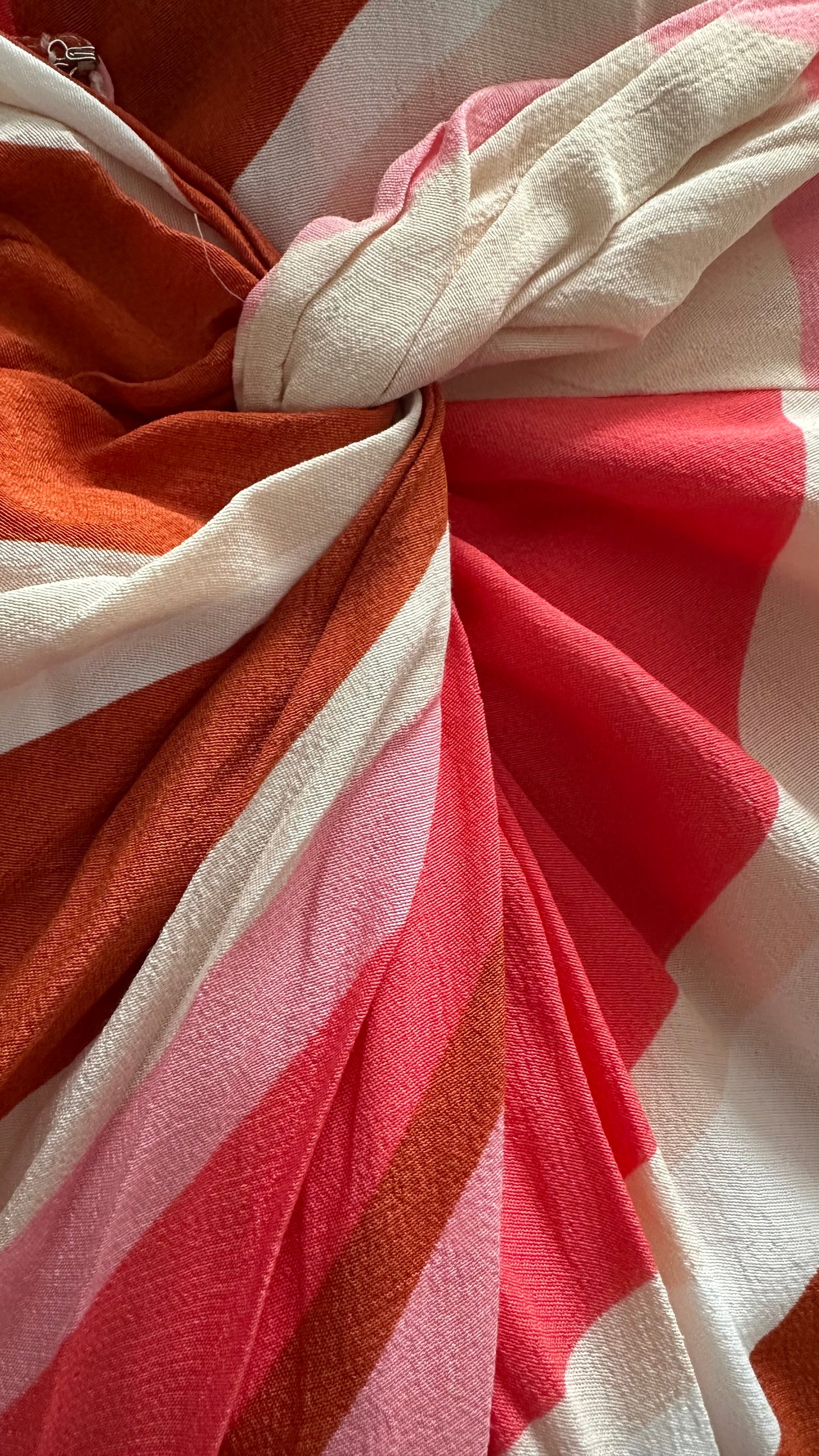 Mango orange coral pink cream knot wrap midi long front split holiday skirt small UK 8-10 vgc