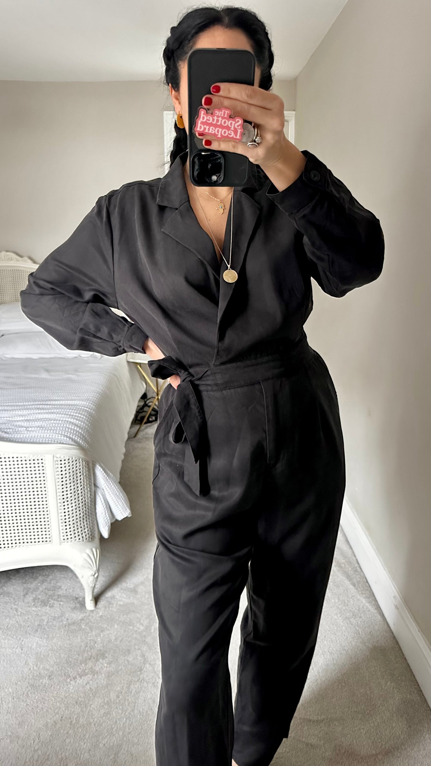 Oliver Bonas black jumpsuit playsuit trousersuit medium UK 12 vgc