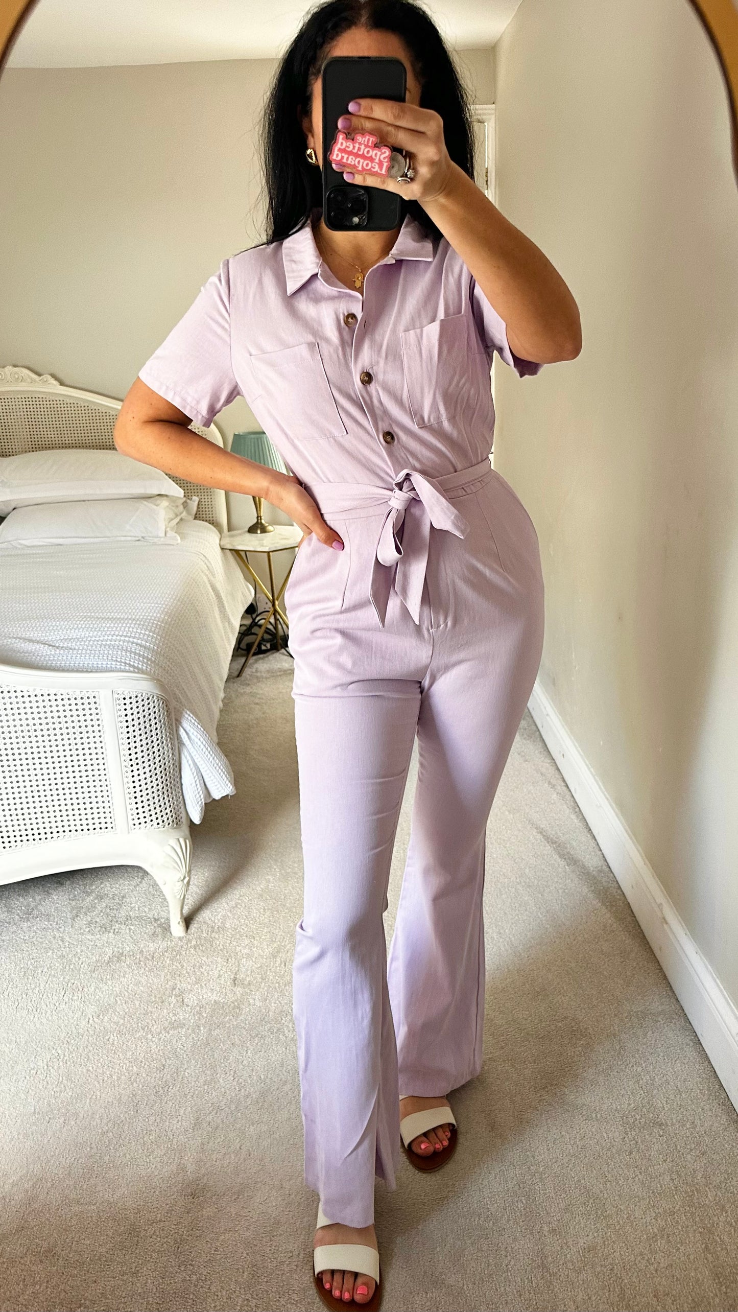 ASOS lilac cotton jumpsuit playsuit boilersuit flared small UK 10 vgc