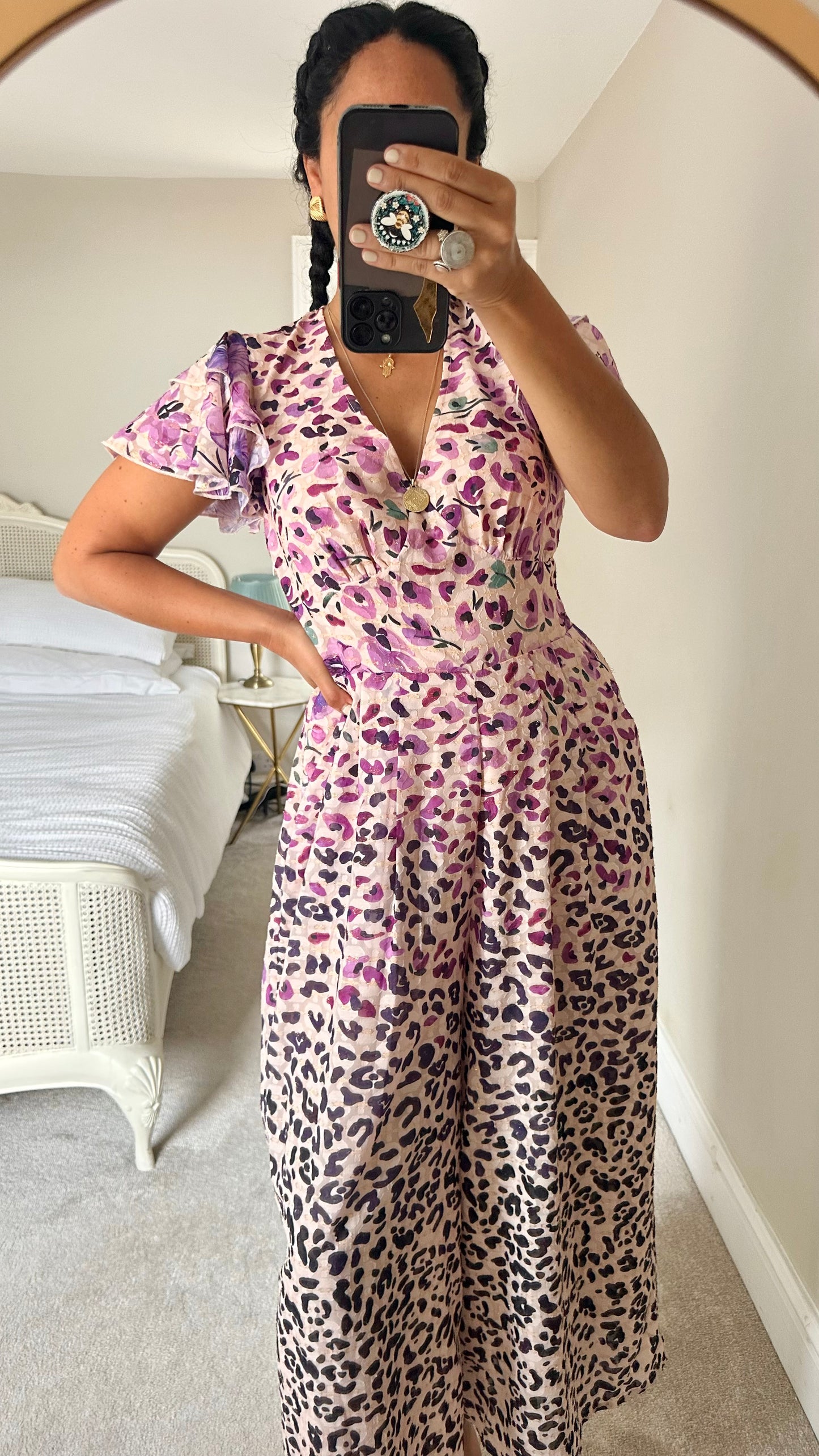 Somerset by Alice Temperley lilac pink cream black animal leopard jumpsuit event medium large UK 10 12 new bnwt