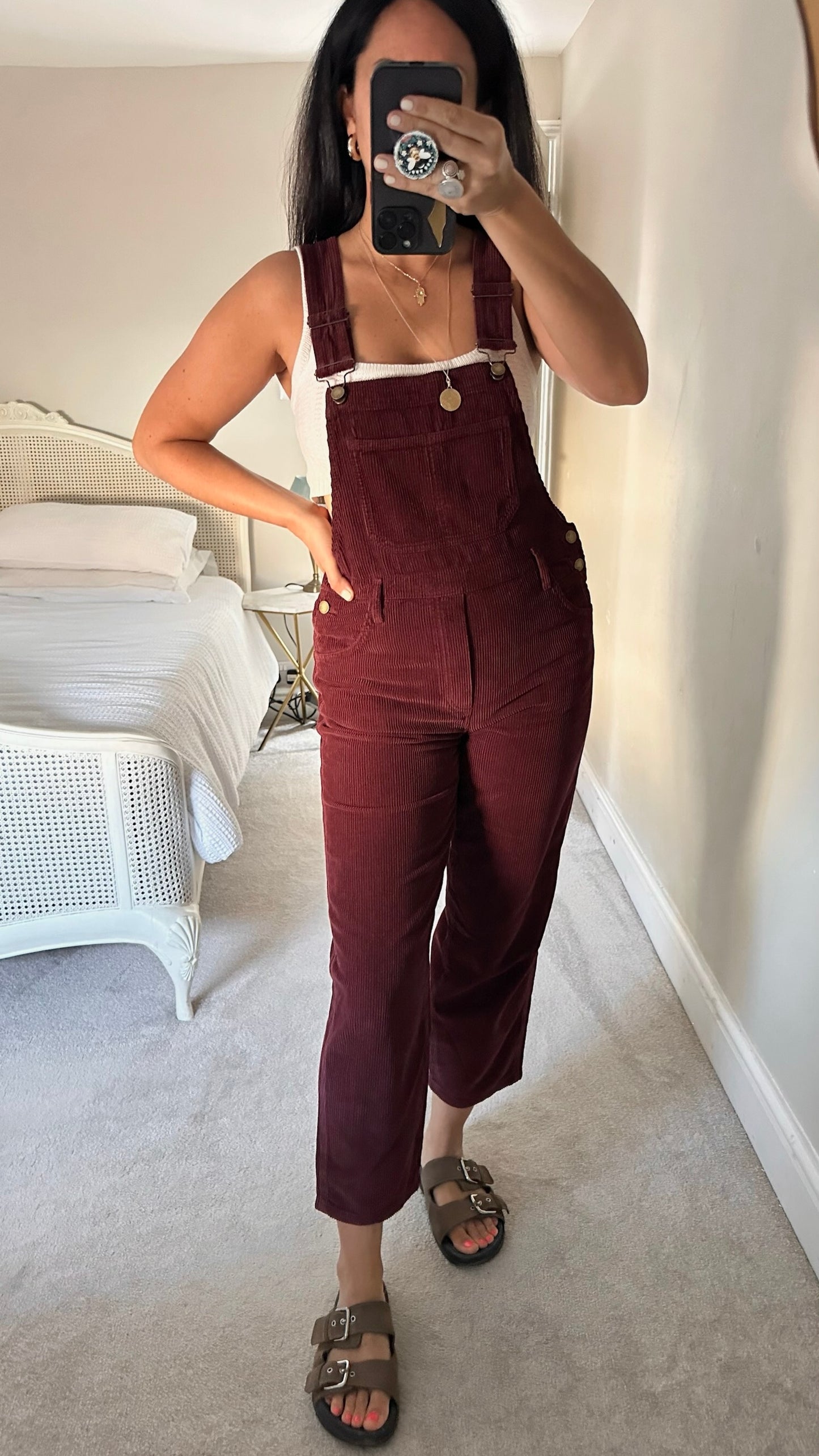 HUSH oxblood red burgundy velvet corduroy dungarees small UK 8 vgc