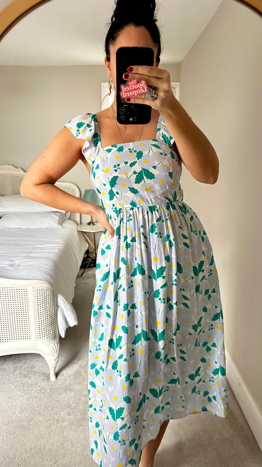 Compañia Fantastica lilac floral backless midi long dress medium UK 12 vgc event holiday