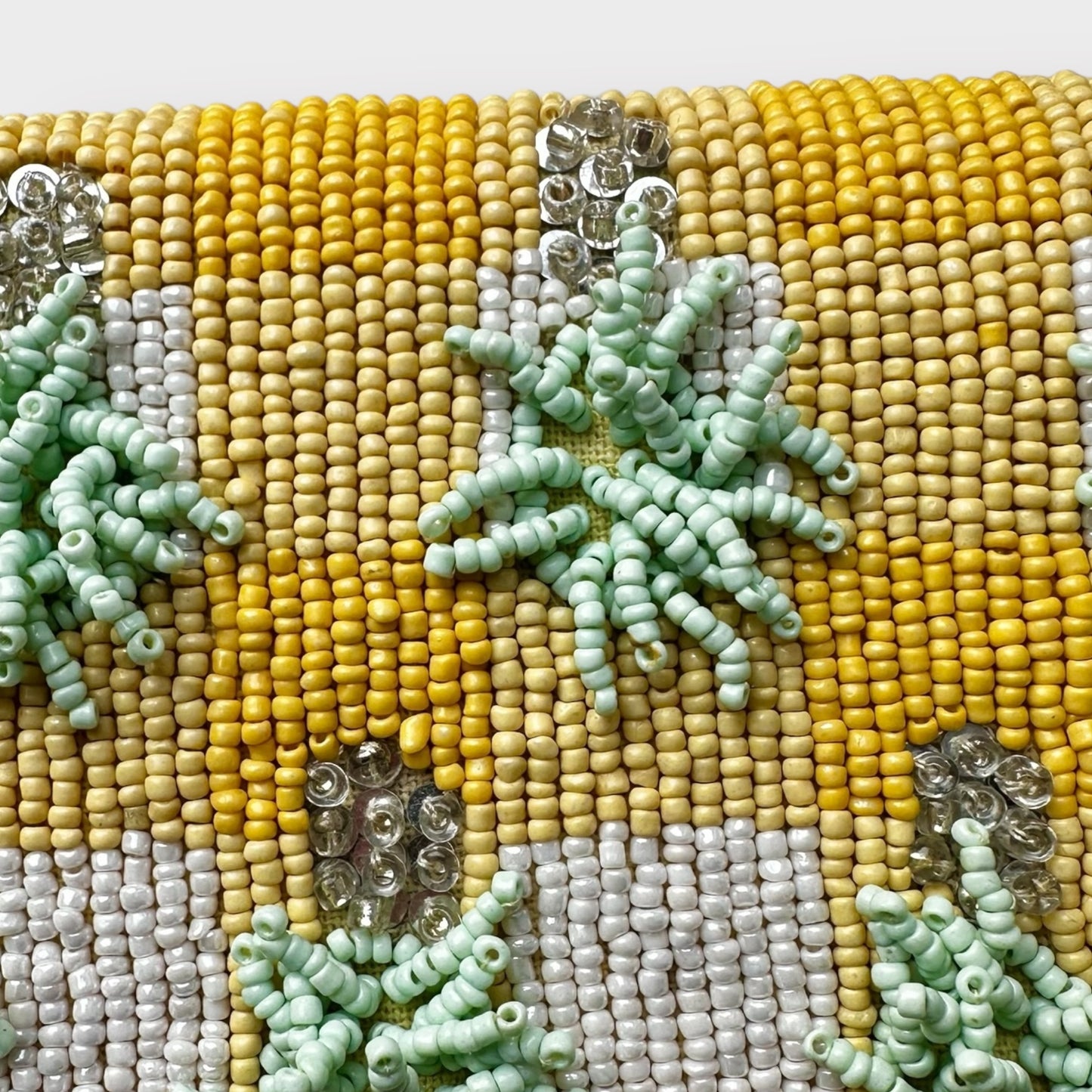Oliver Bonas yellow white gingham check sequin pinapple 🍍 bag small new bnwot