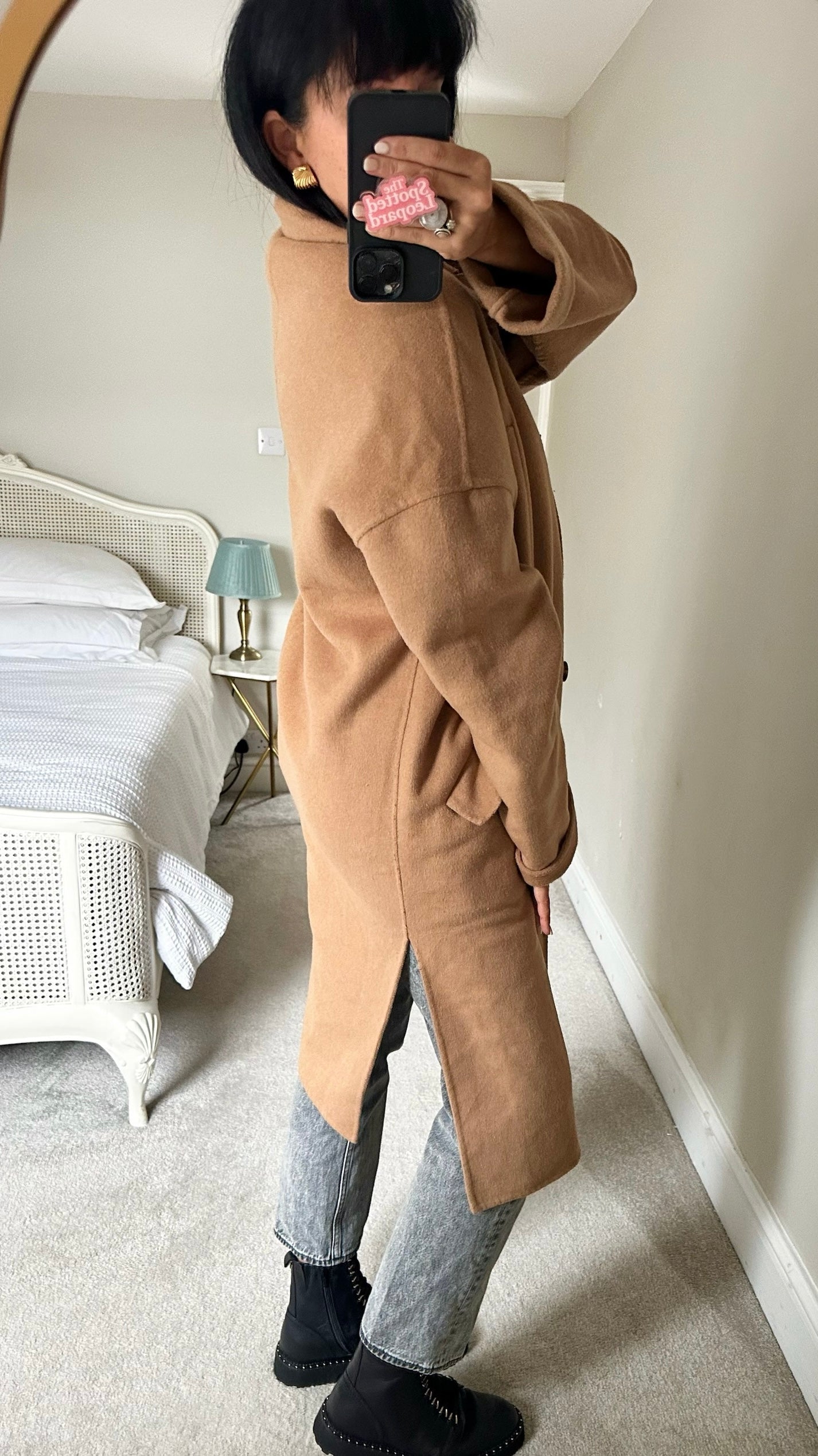 Second female Copenhagen camel wool blend coat large UK 12 vgc