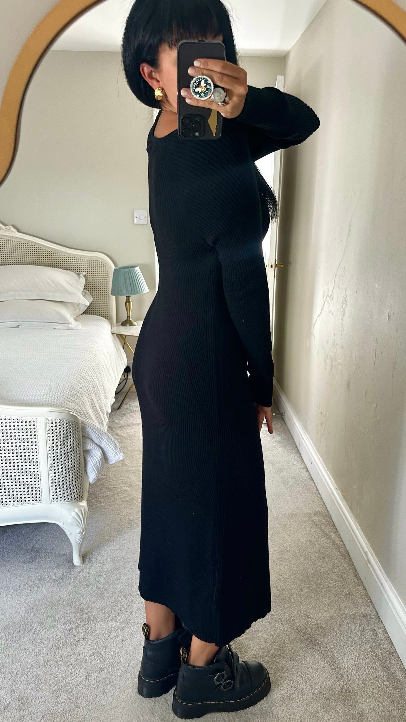 Ro & Zo black rib knit maxi jumper dress extra large XL UK 14