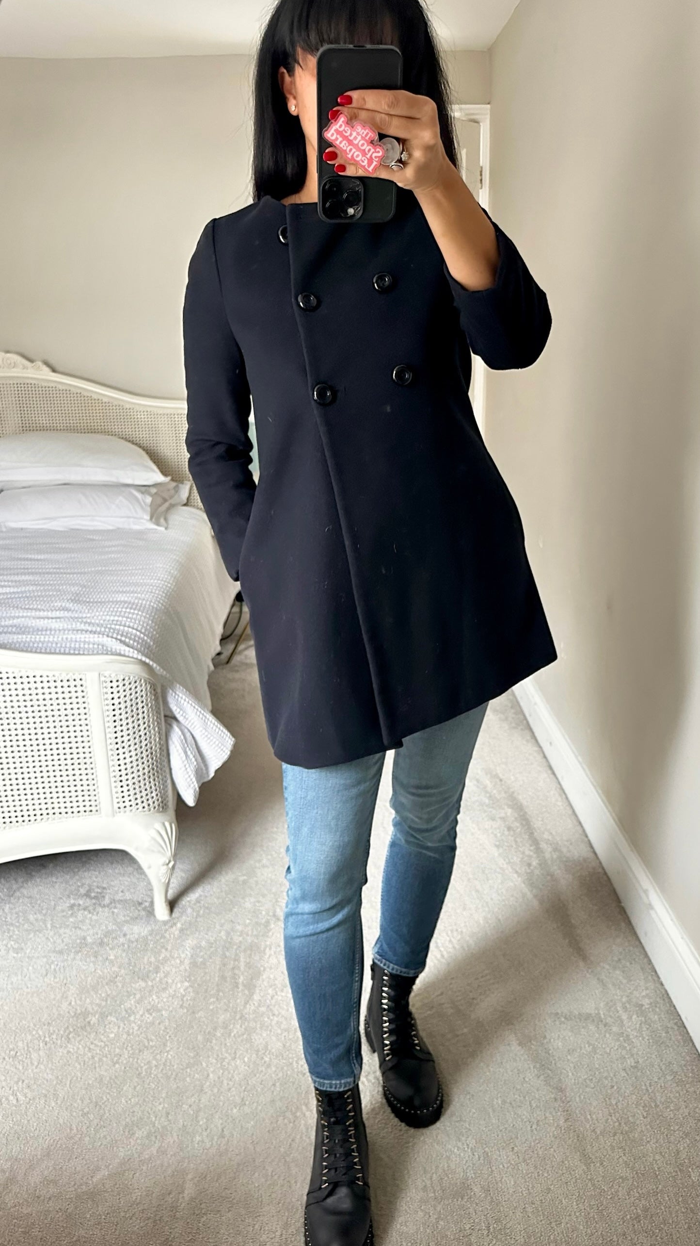 Zara black button up formal coat small S UK 8 excellent used condition