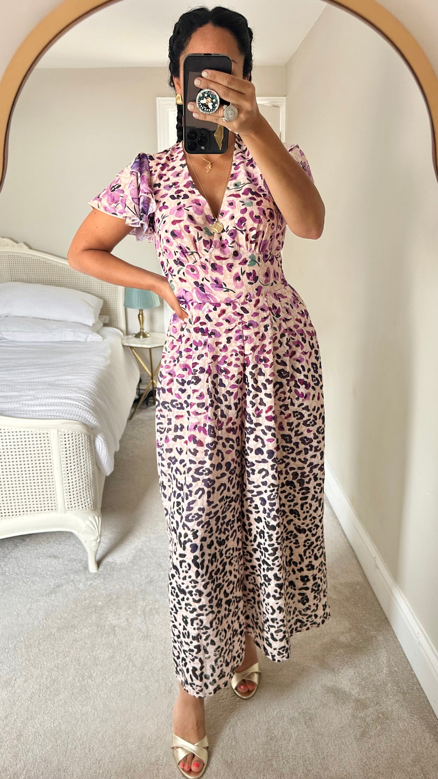 Somerset by Alice Temperley lilac pink cream black animal leopard jumpsuit event medium large UK 10 12 new bnwt