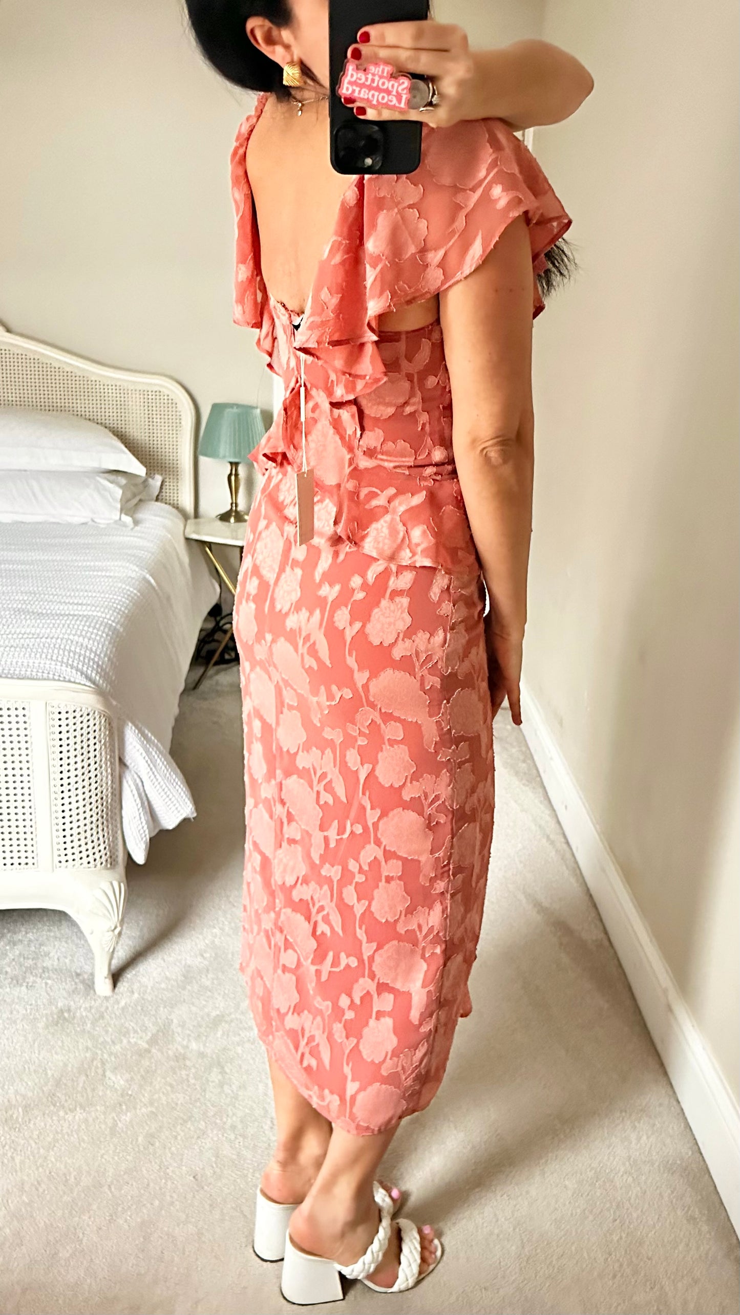 Pretty Lavish dusky pink floral wedding guest midi small UK 10 new bnwt