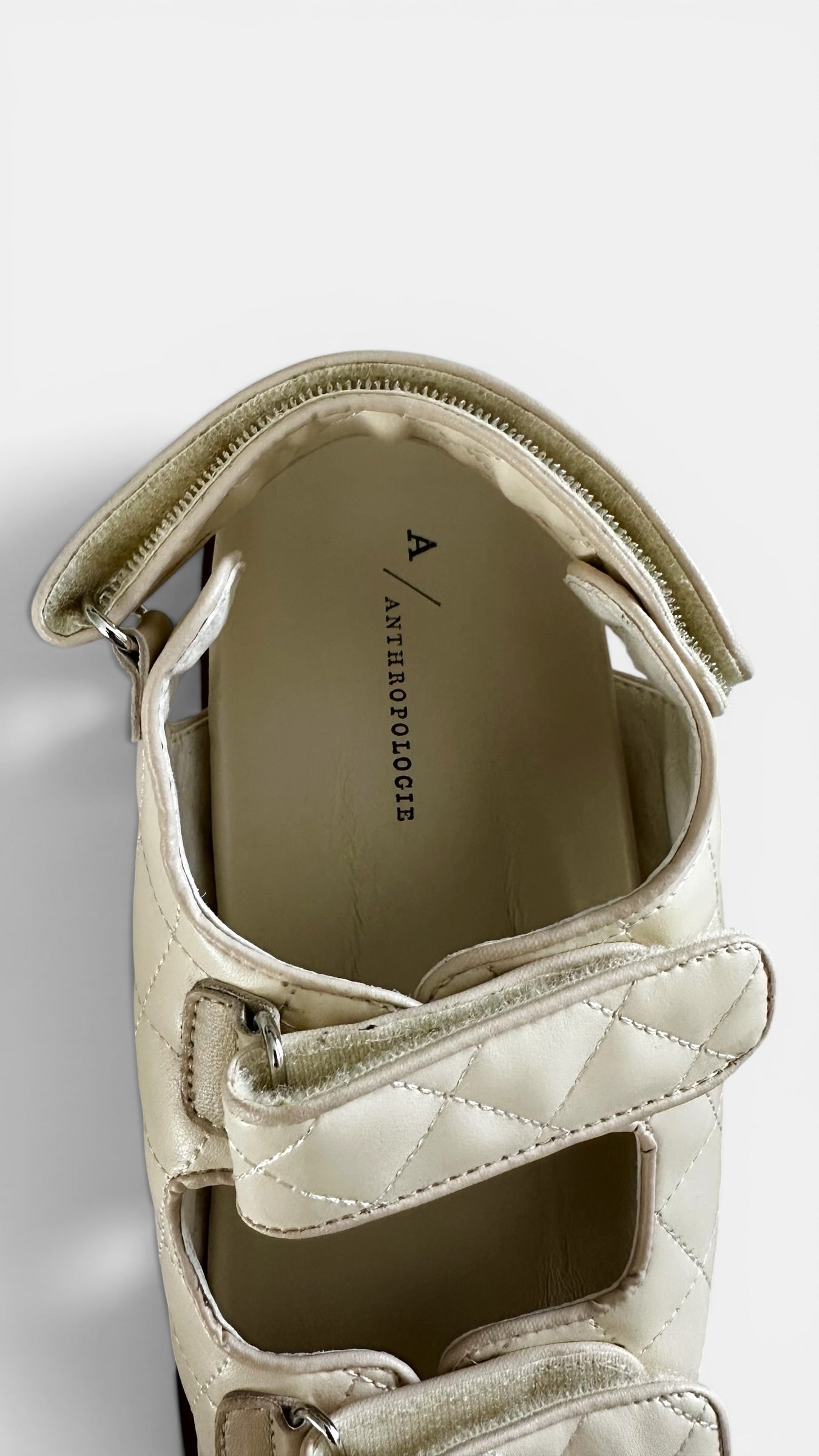 Pilcro @ Anthropologie cream quilted flat sandals shoes UK 6 EU 39 new bnib