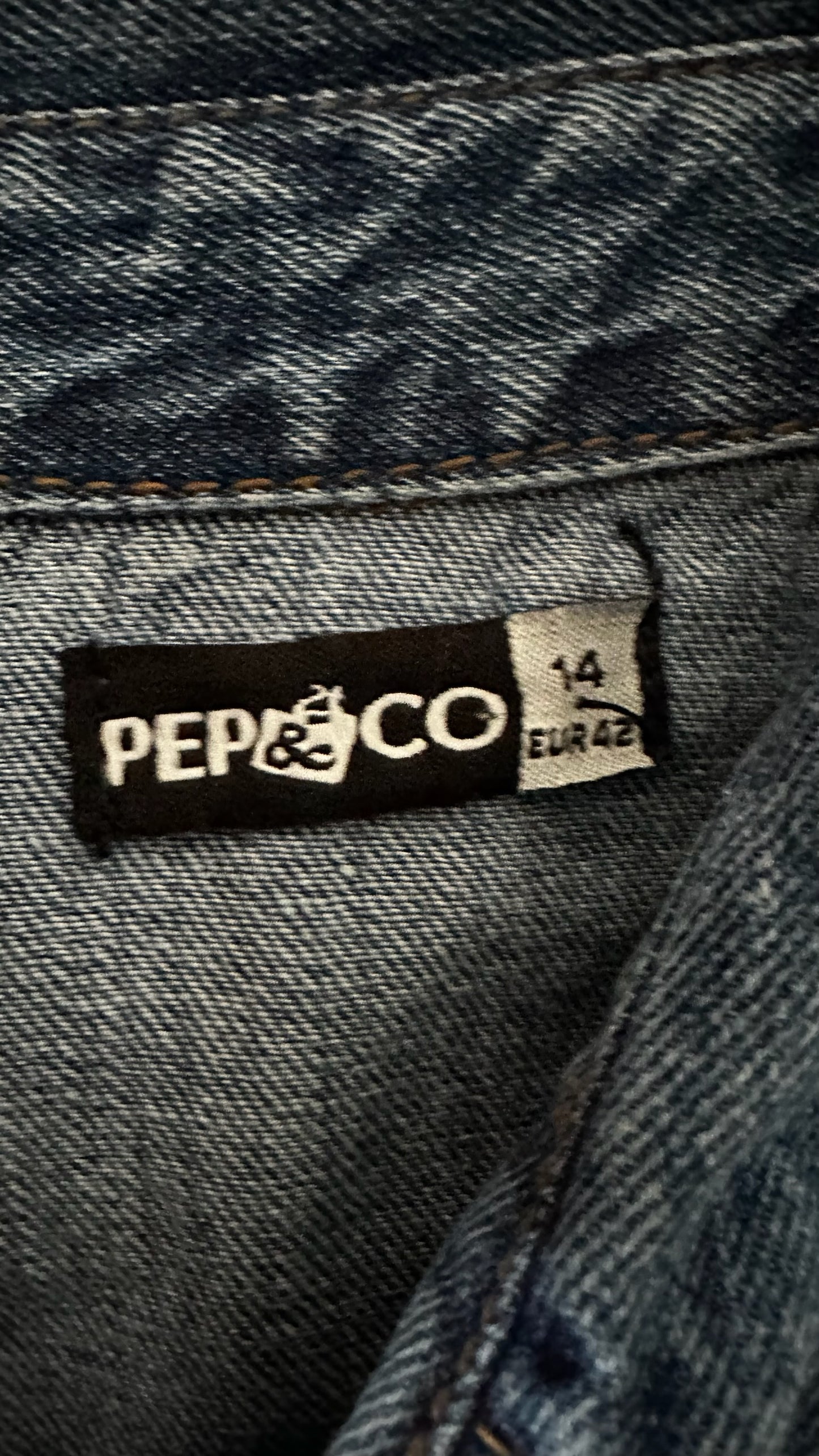 Pep & co tiered denim button up casual dress large UK 14 vgc