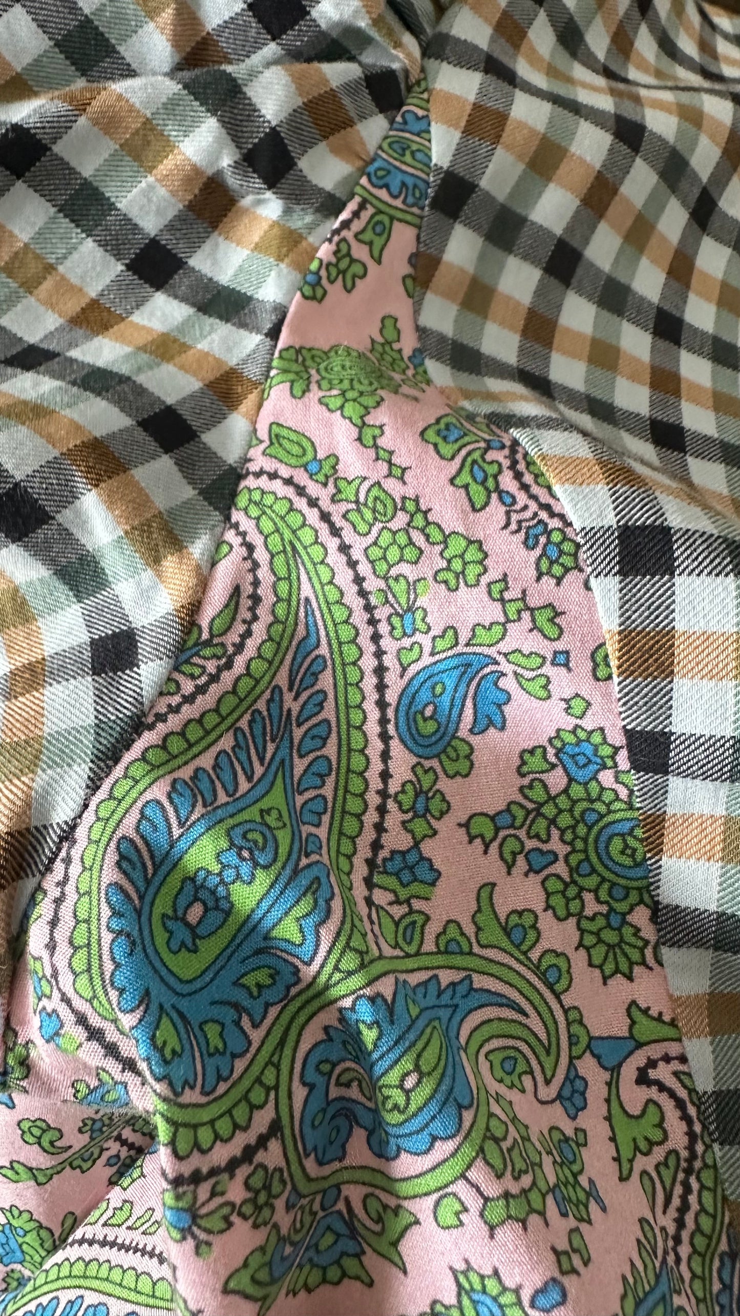 Baum und Pferdgarten Green pink blue paisley gingham maxi long dress small UK 8-10 vgc