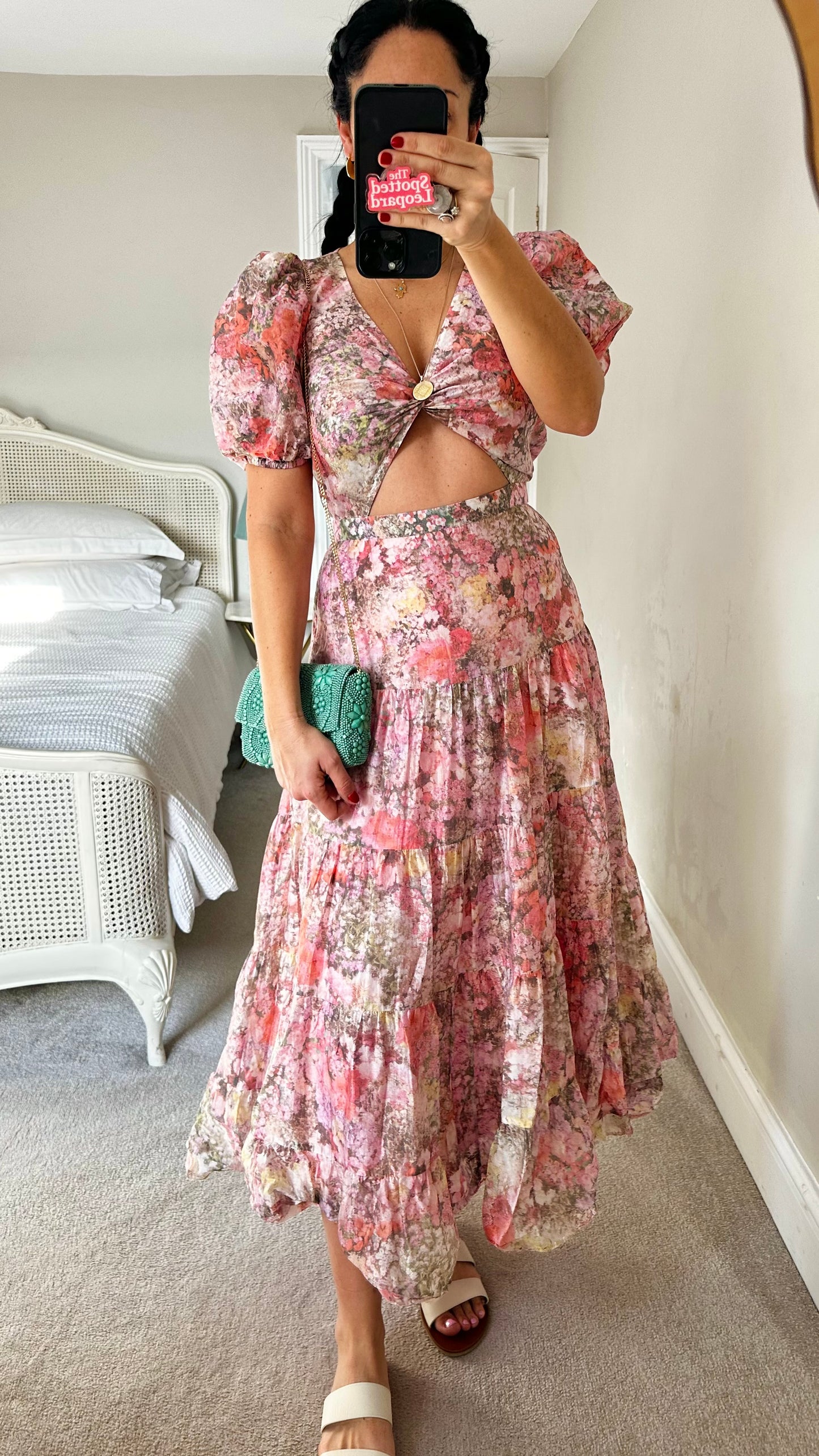 & other stories rose acid yellow digital flower wedding guest maxi long dress small UK 10 vgc