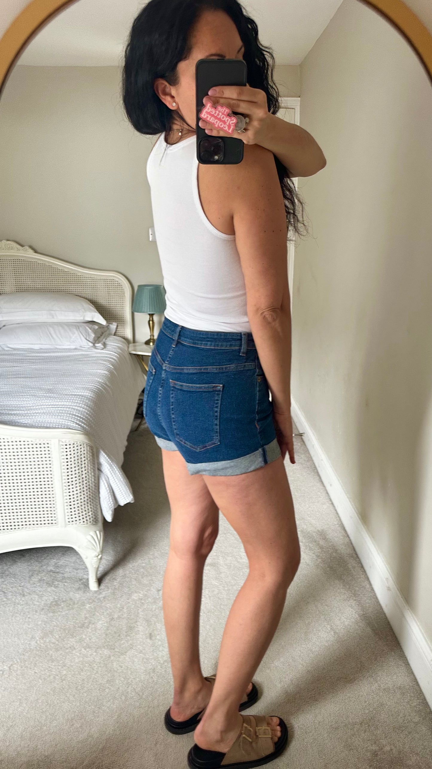& other stories navy blue high waisted shorts button up small medium UK 10-12 vgc